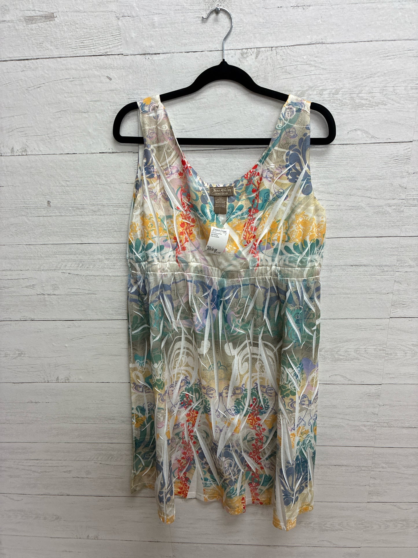 Size L Jane Ashley white & pastels Dress/Evening Wear