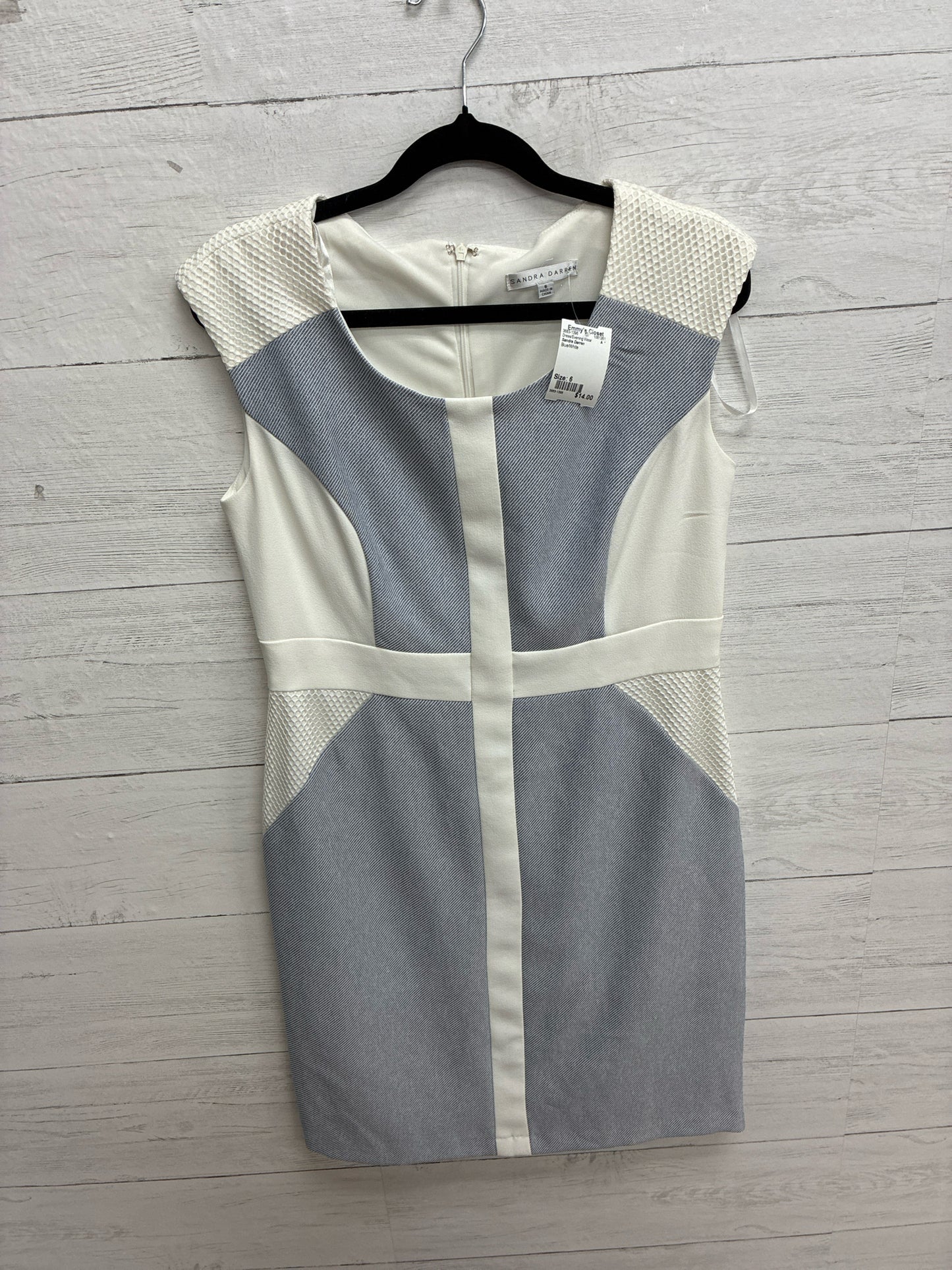 Size 6 Sandra Darren Blue/White Dress/Evening Wear