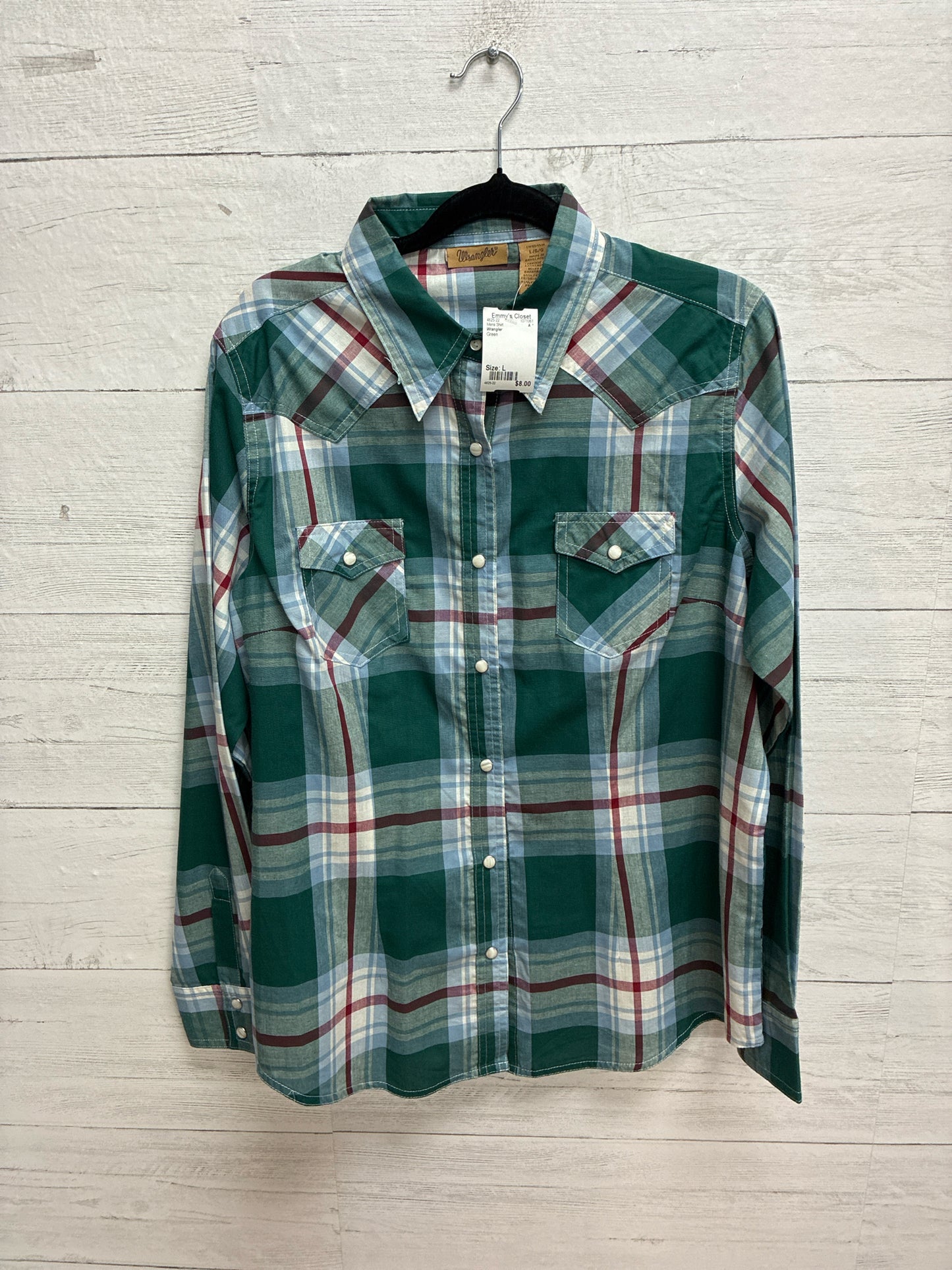 Size L Wrangler Green Mens Shirt