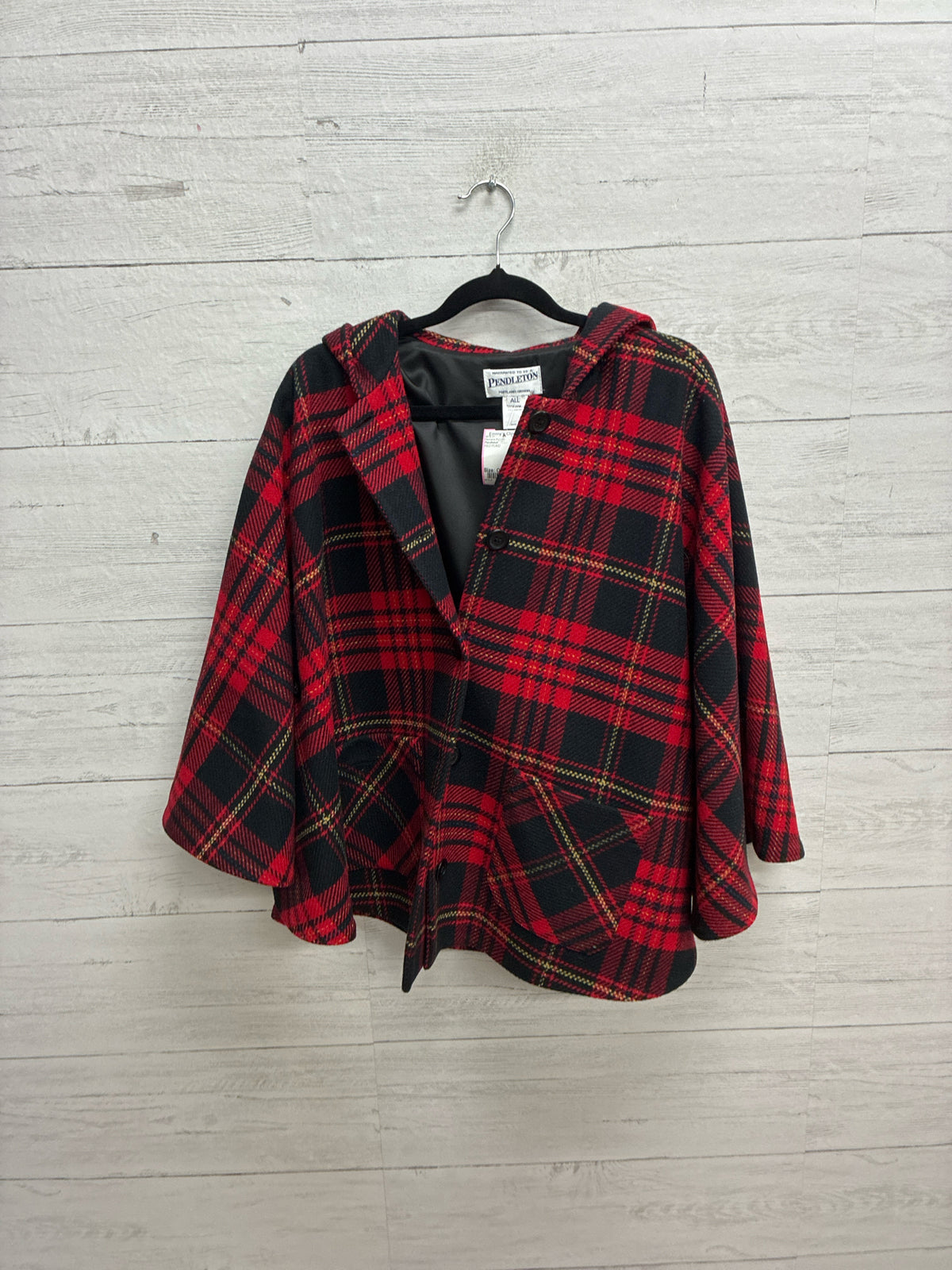 Size One Size Pendleton RED PLAID Womens Poncho