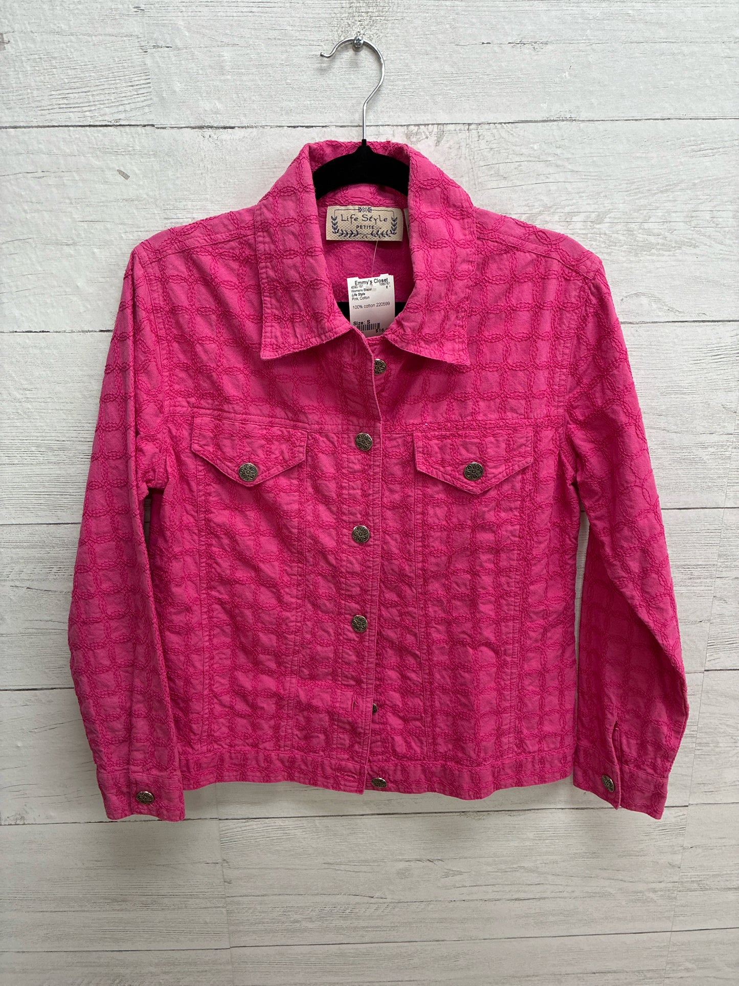 Size S Life Style Pink Womens Blazer