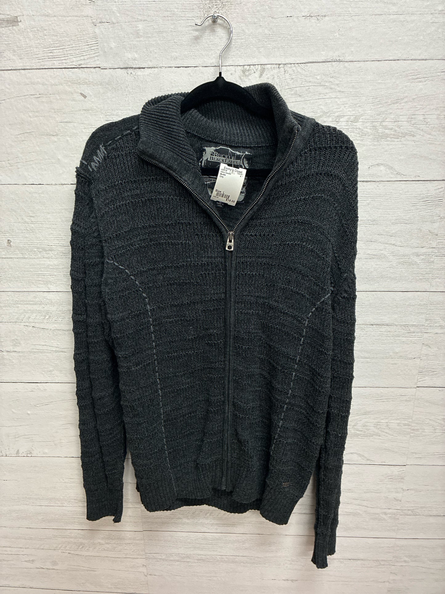Size L Buckle Grey Mens Sweater