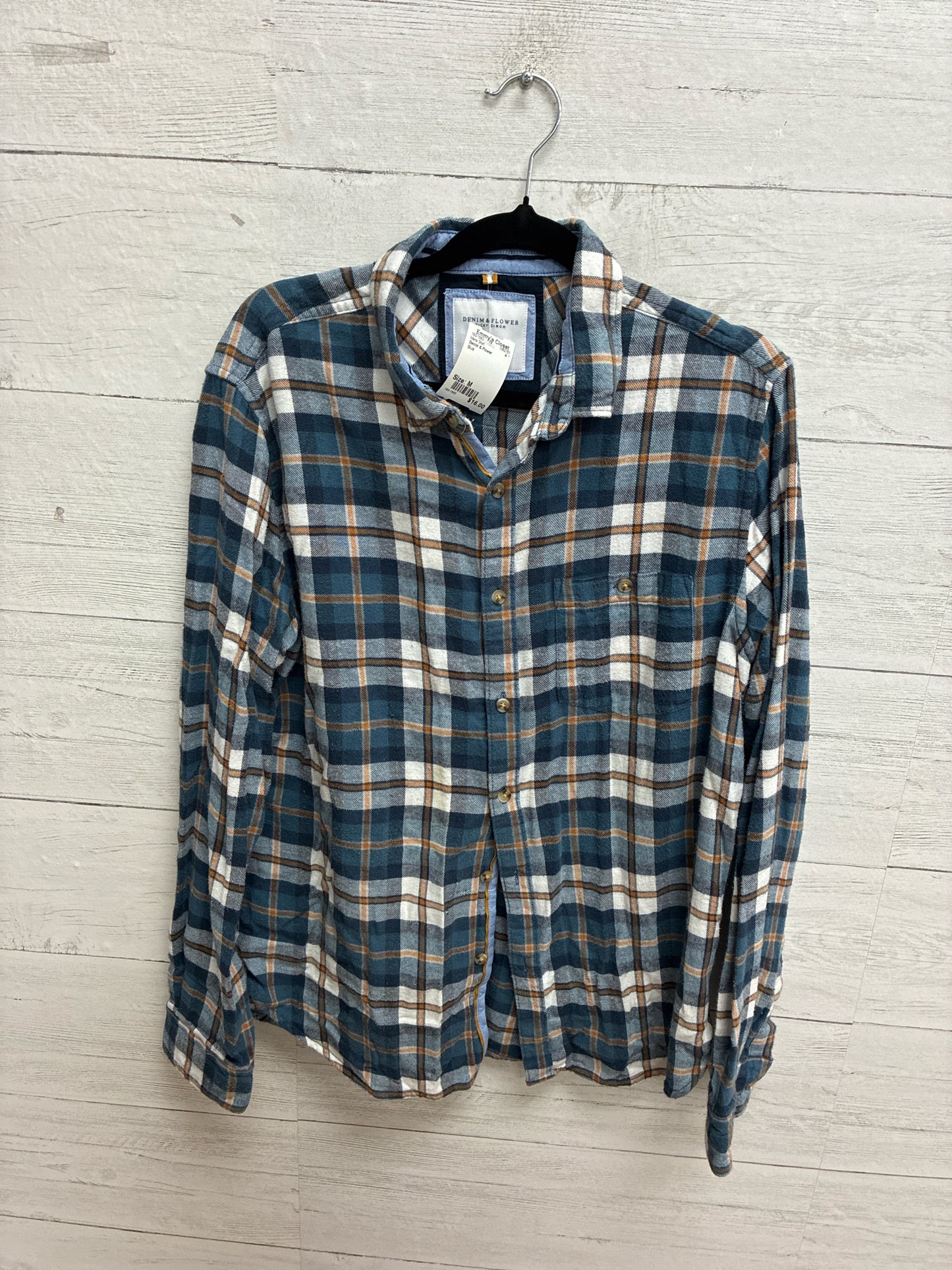 Size M Denim & Flower Blue Mens Shirt