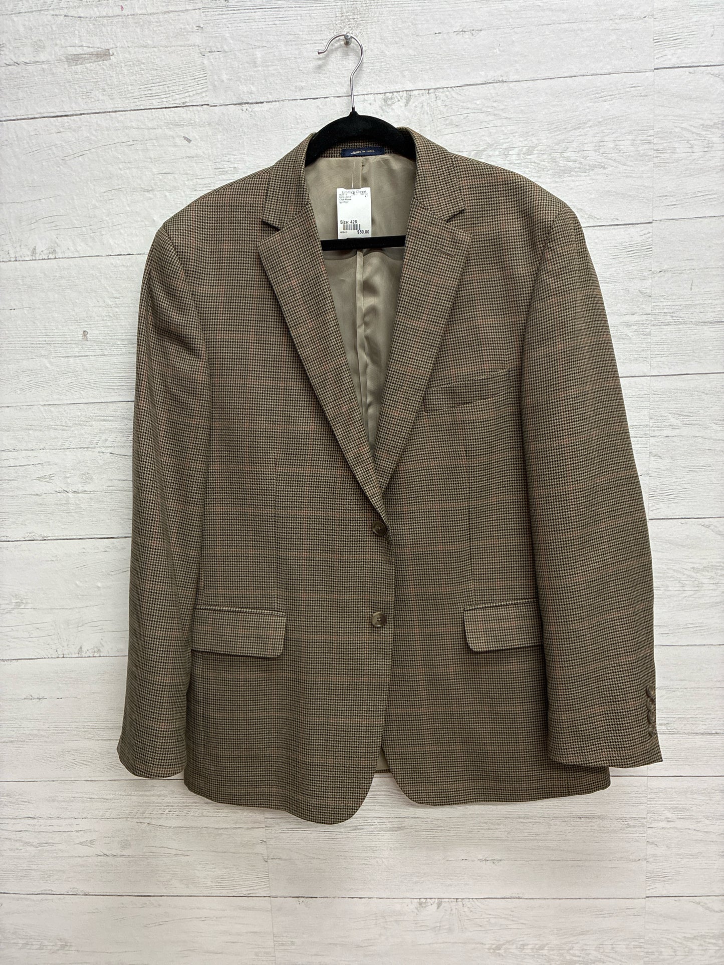 Size 42R Club Room tan Print Mens Jacket