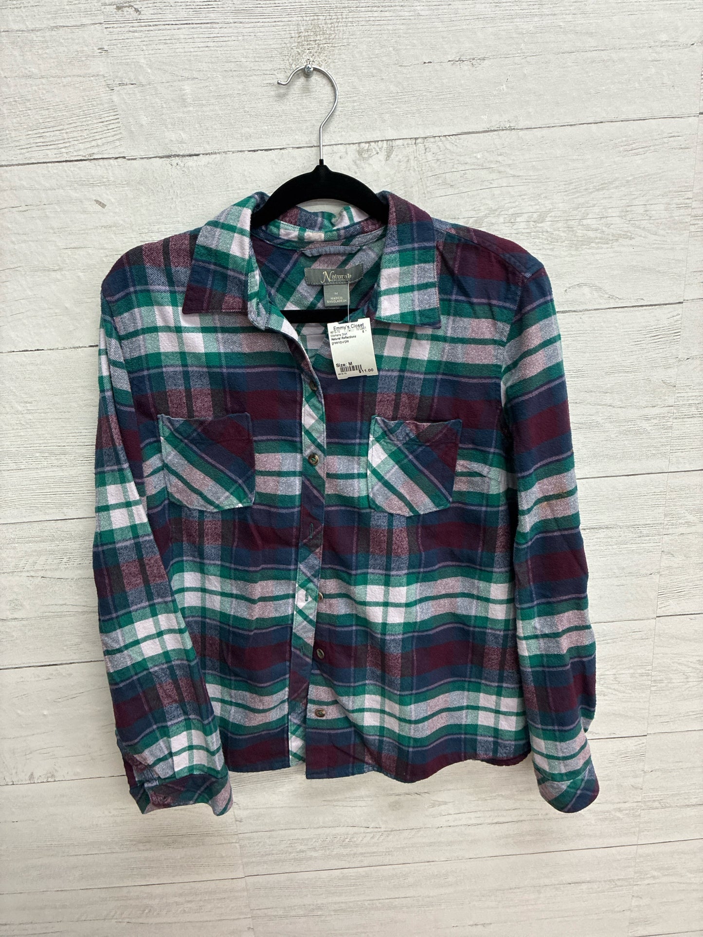 Size M Natural Reflections green/purple Womens Shirt