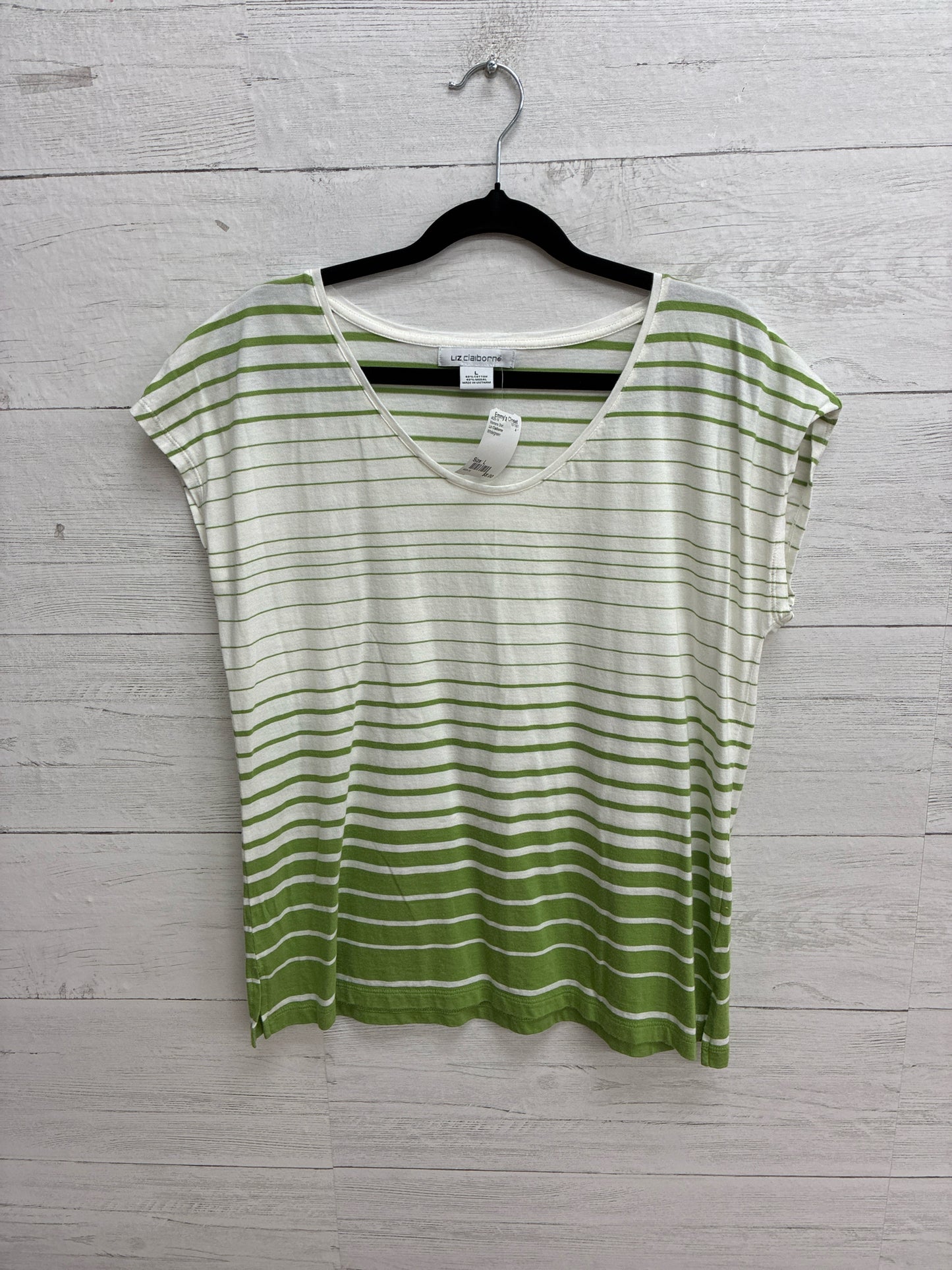 Size L Liz Claiborne White/green Womens Shirt