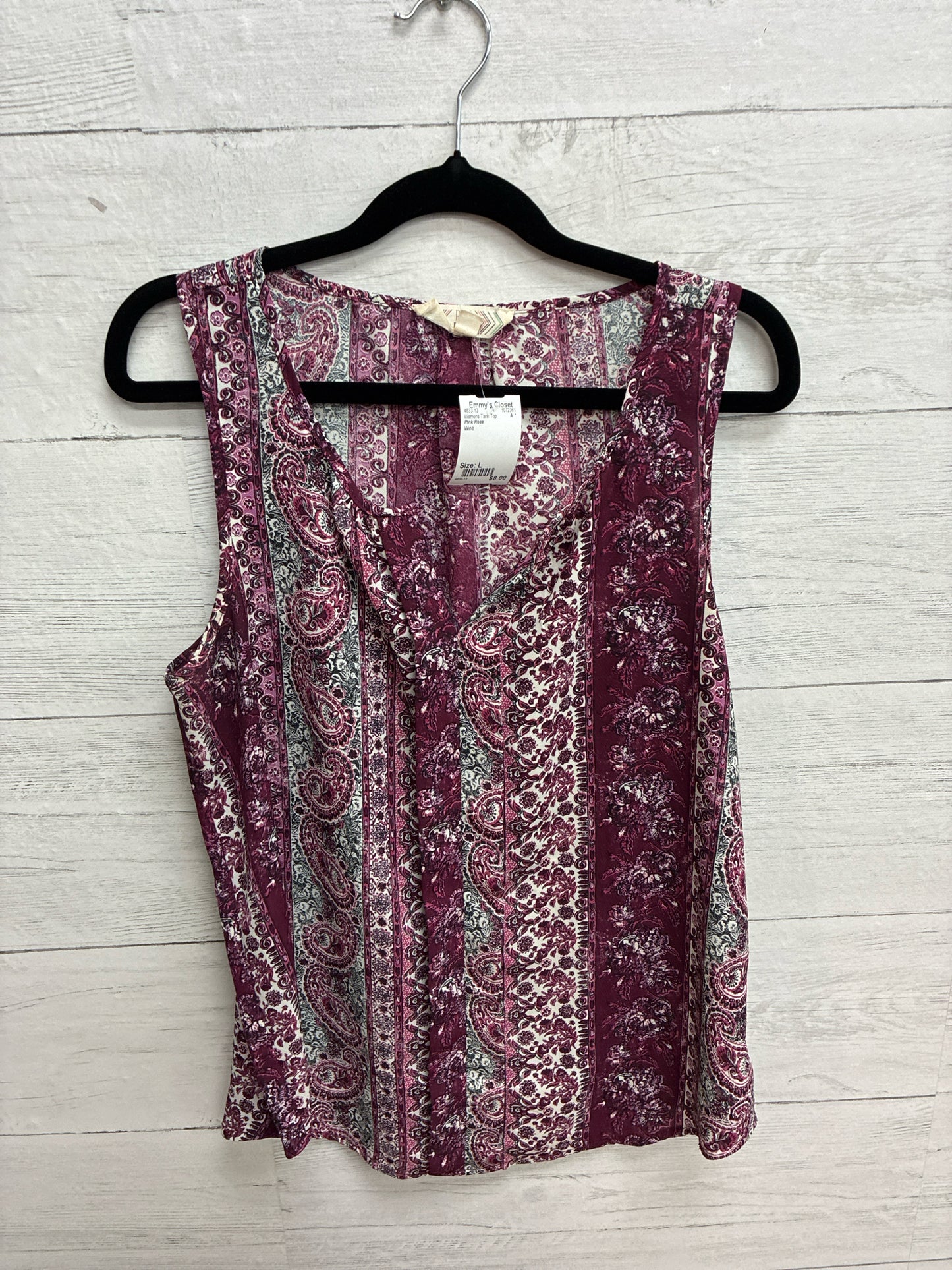 Size L Pink Rose Wine Womens Tank-Top