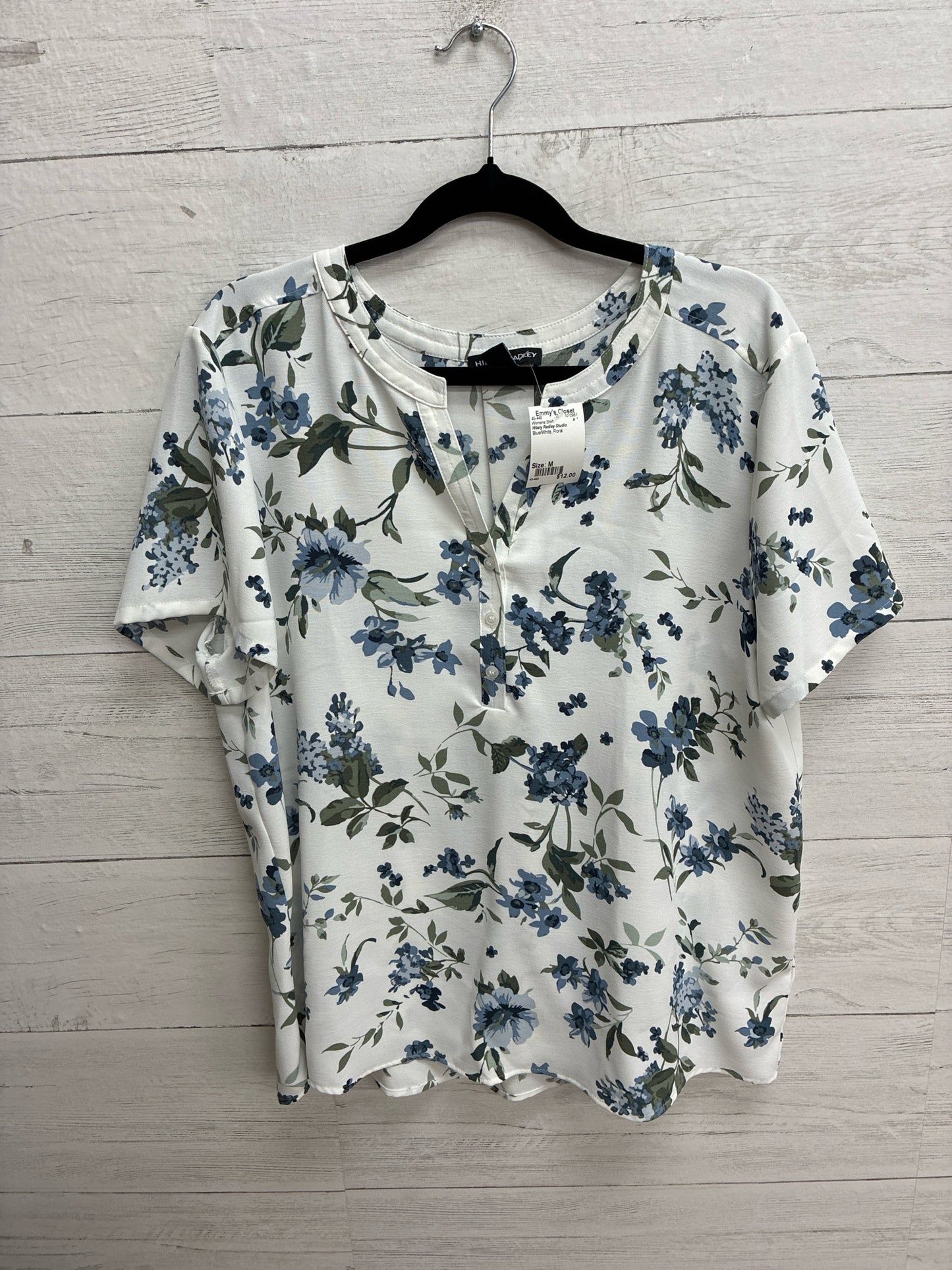 Size M Hilary Radley Studio Blue/White Womens Shirt