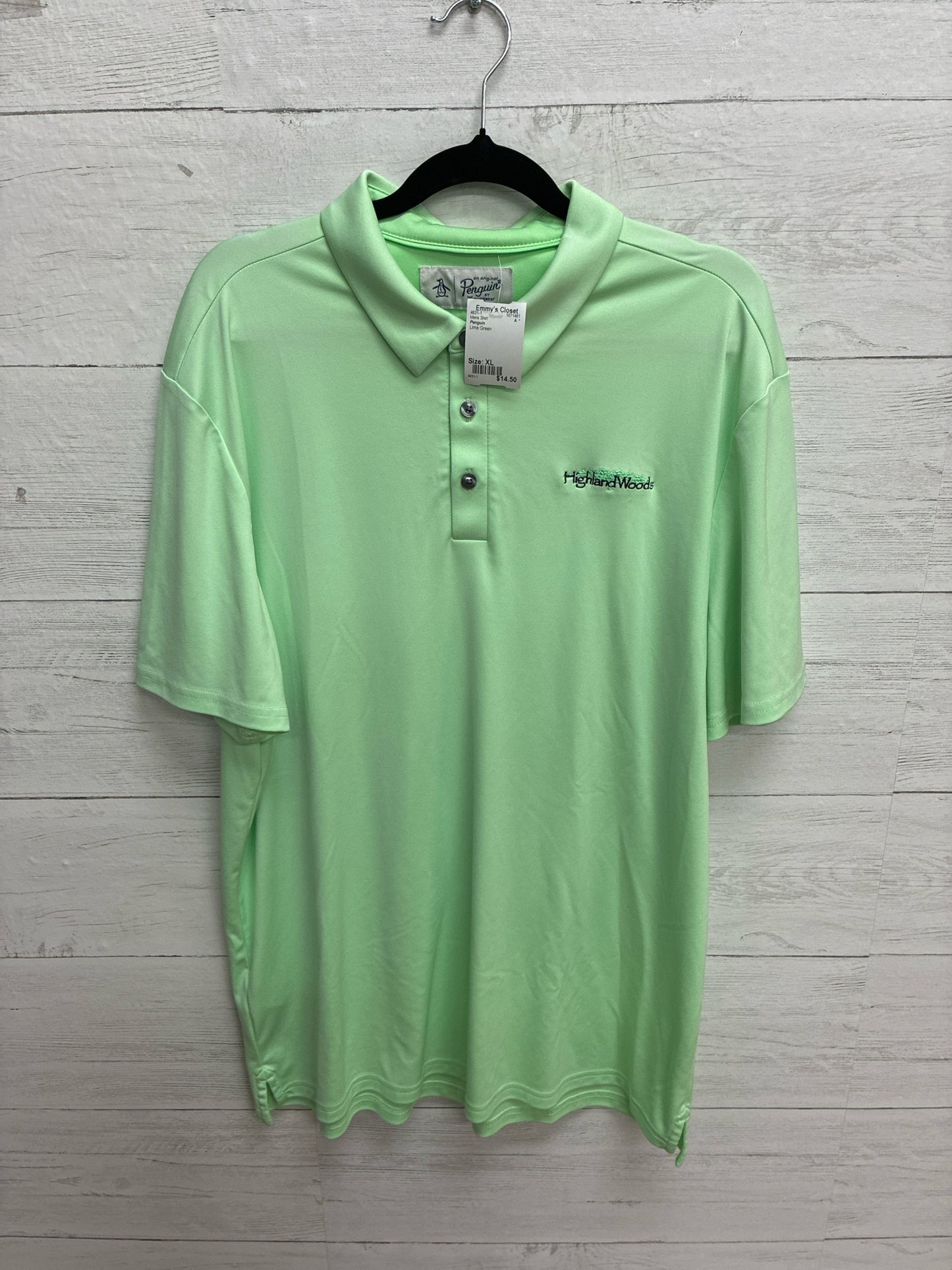 Size XL Penguin Lime Green Mens Shirt