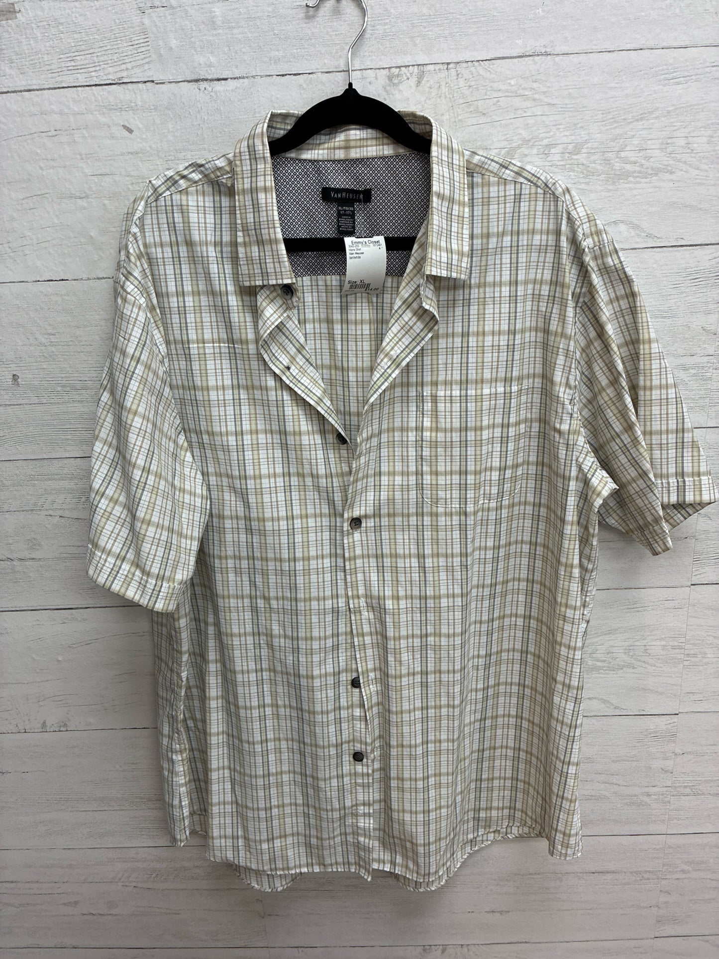 Size XL Van Heusen tan/white Mens Shirt