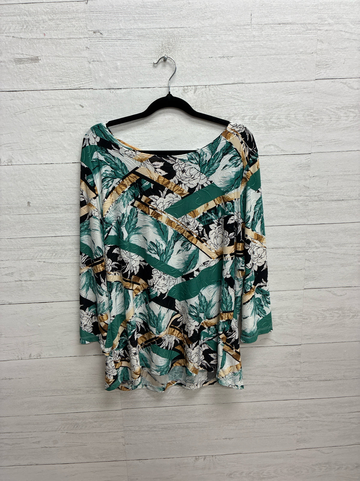 Size XL JM Collection GREEN/GOLD Womens Shirt