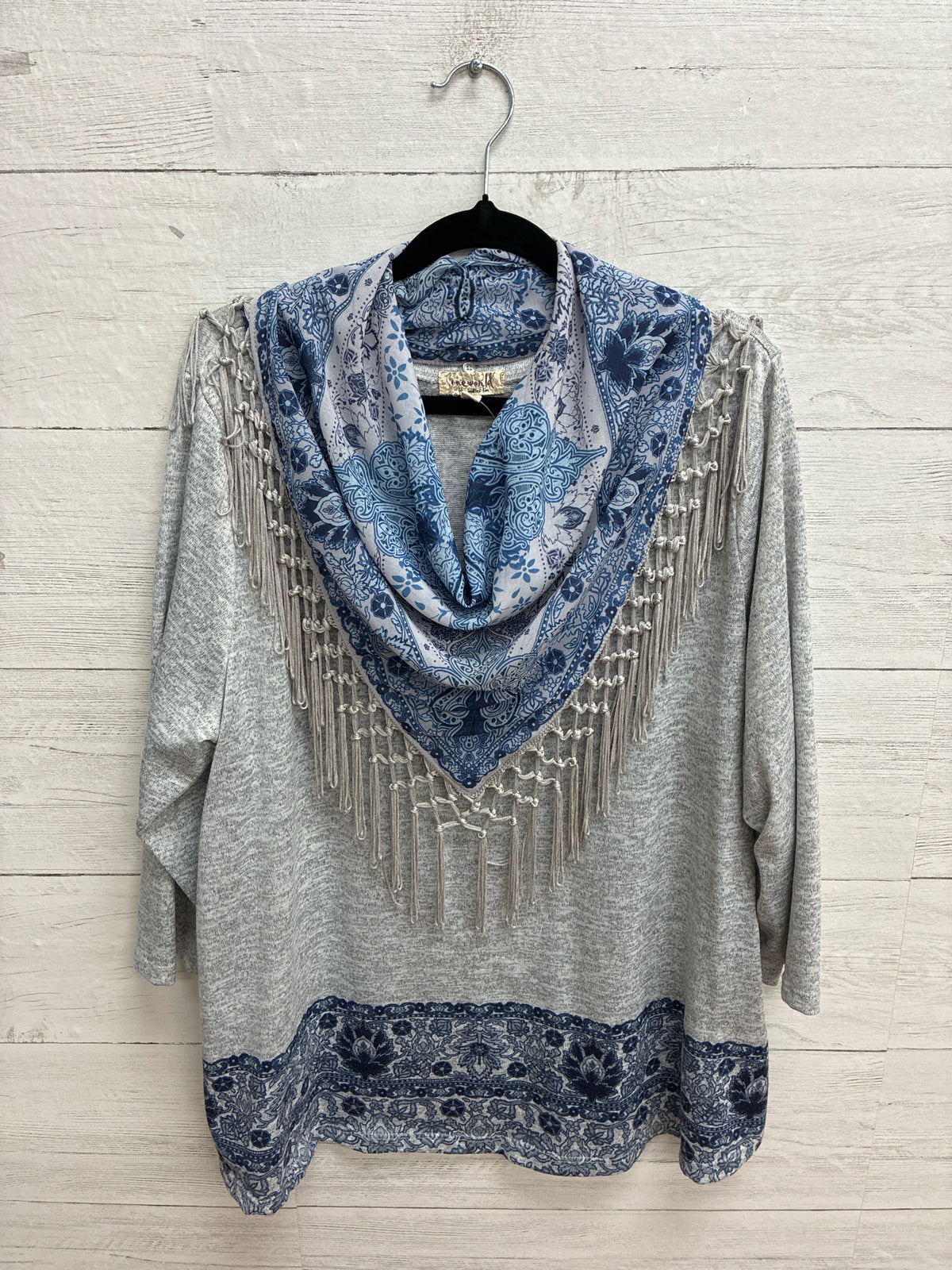 Size XXL One World Grey/Blue Womens Shirt