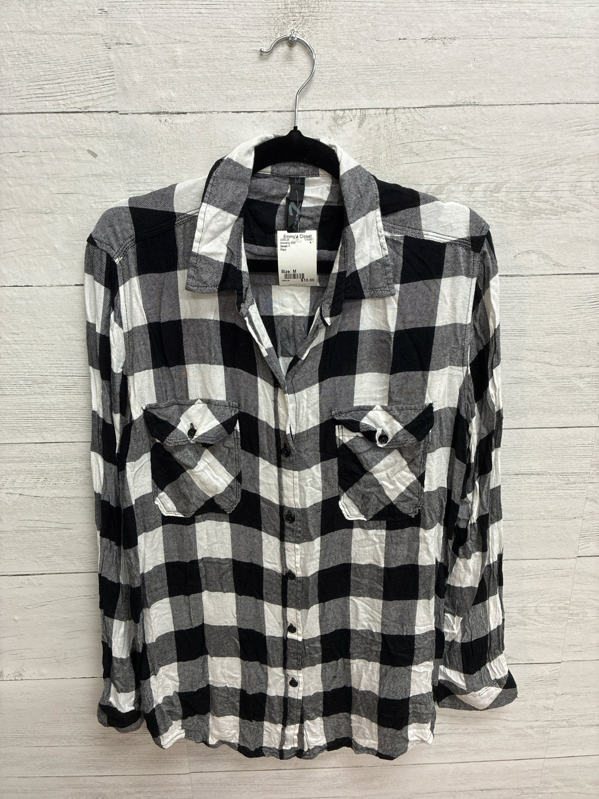 Size M Seven 7 Plaid Womens Shirt