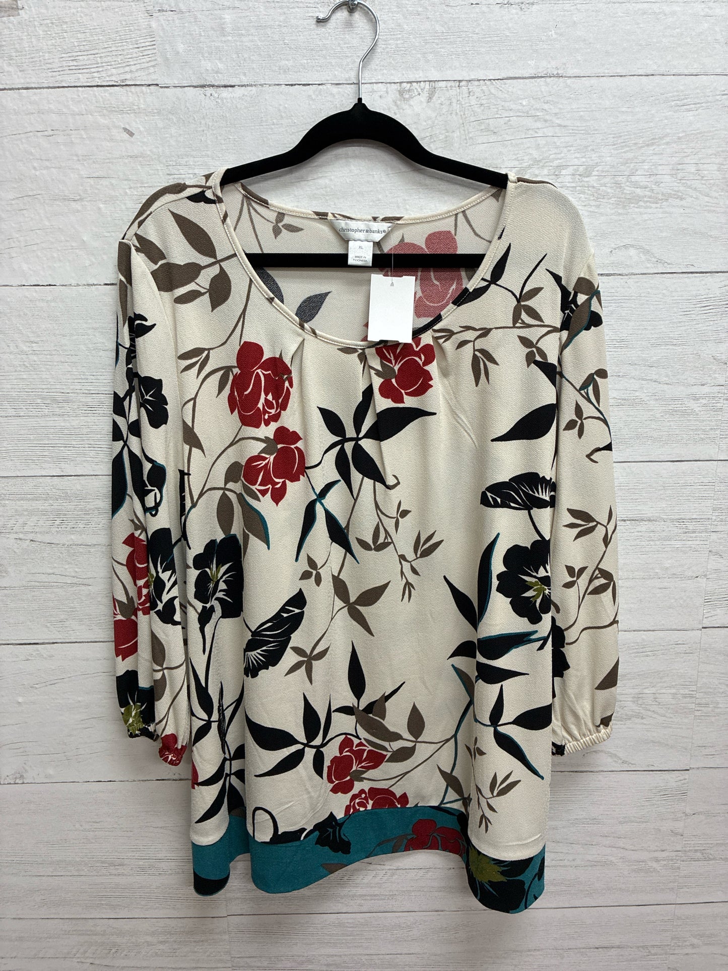 Size XL Christopher & Banks CREAM/BLACK/ Womens Shirt