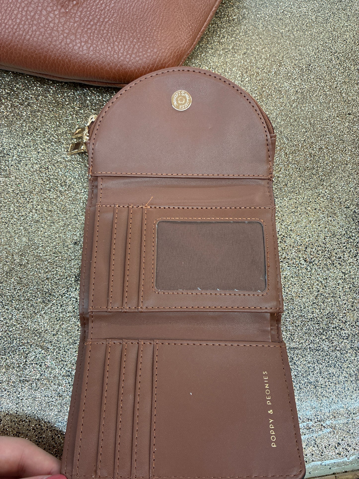 Poppy & Peonies Brown Purse