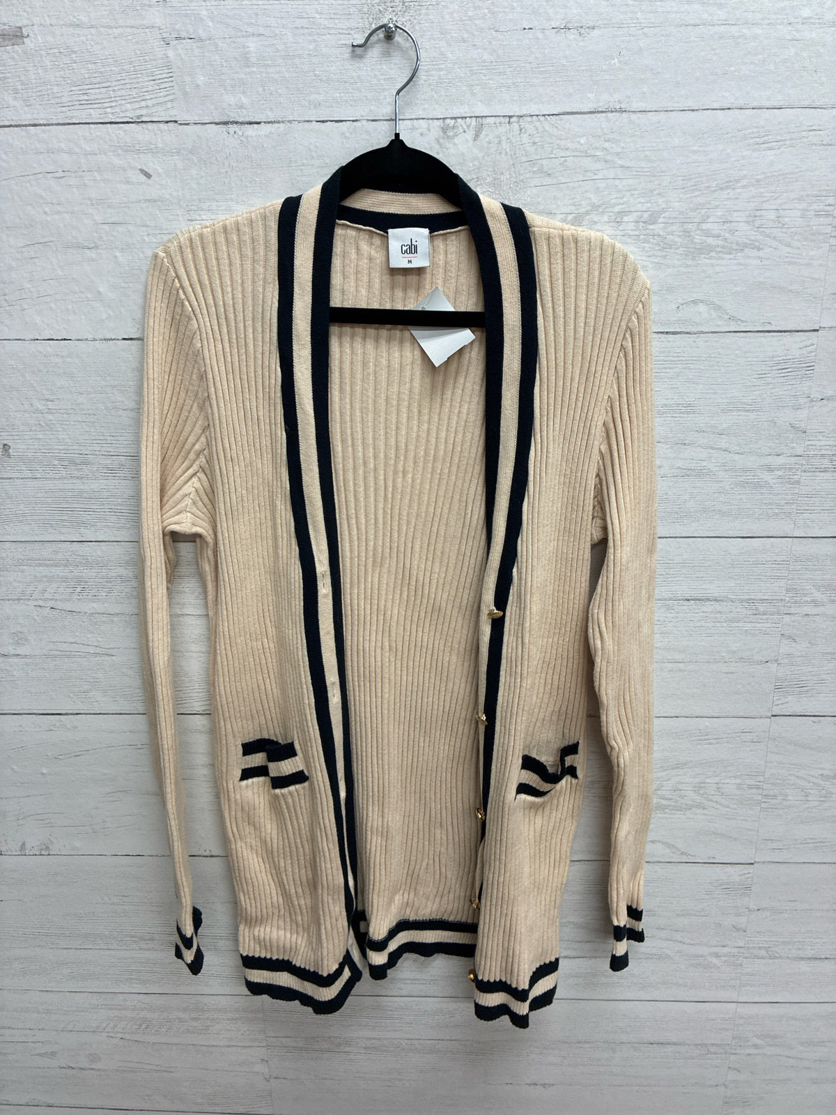 Size M Cabi cream/navy Womens Cardigan