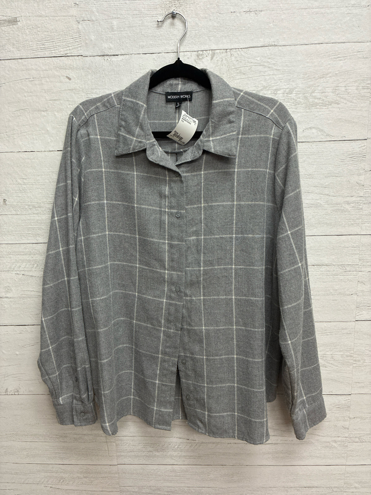 Size L MODERN WORKS Grey Womens Shirt