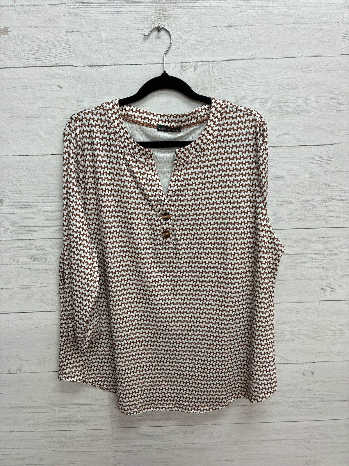 Size XL OFEEFAN Brown/white Womens Shirt