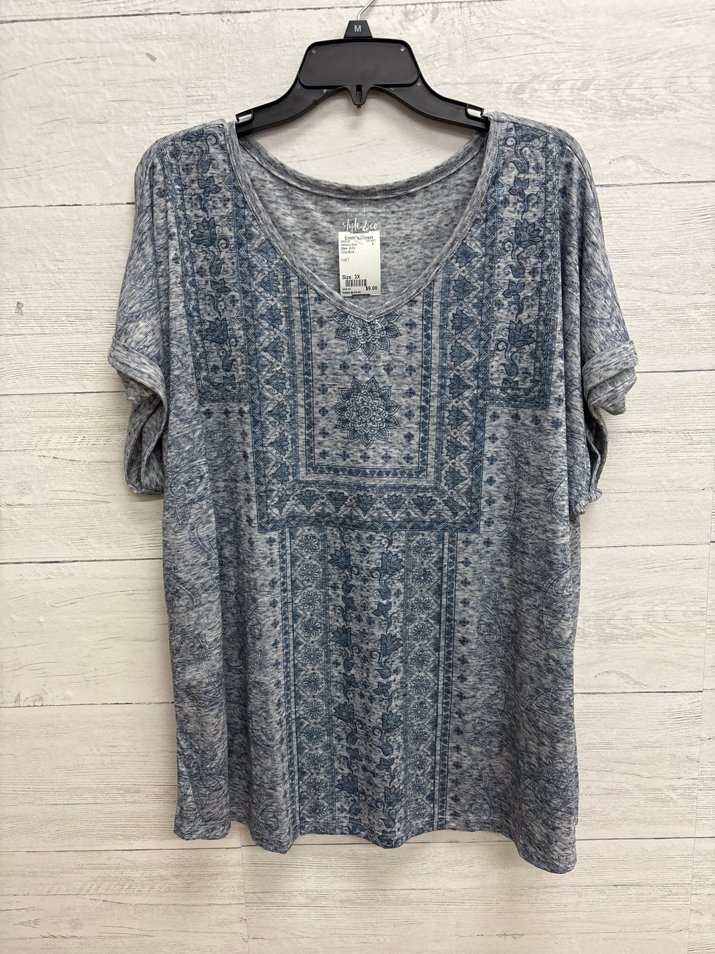 Size 3X Style & Co Grey/Blue Womens Shirt