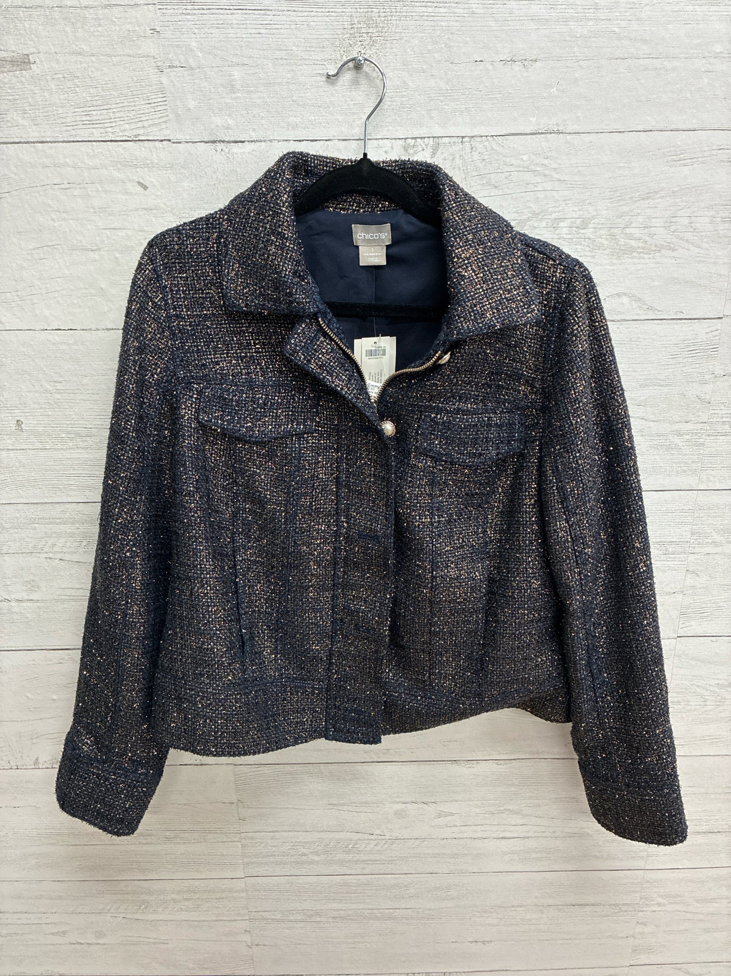 Size 1 Chico's navy/gold Womens Jacket