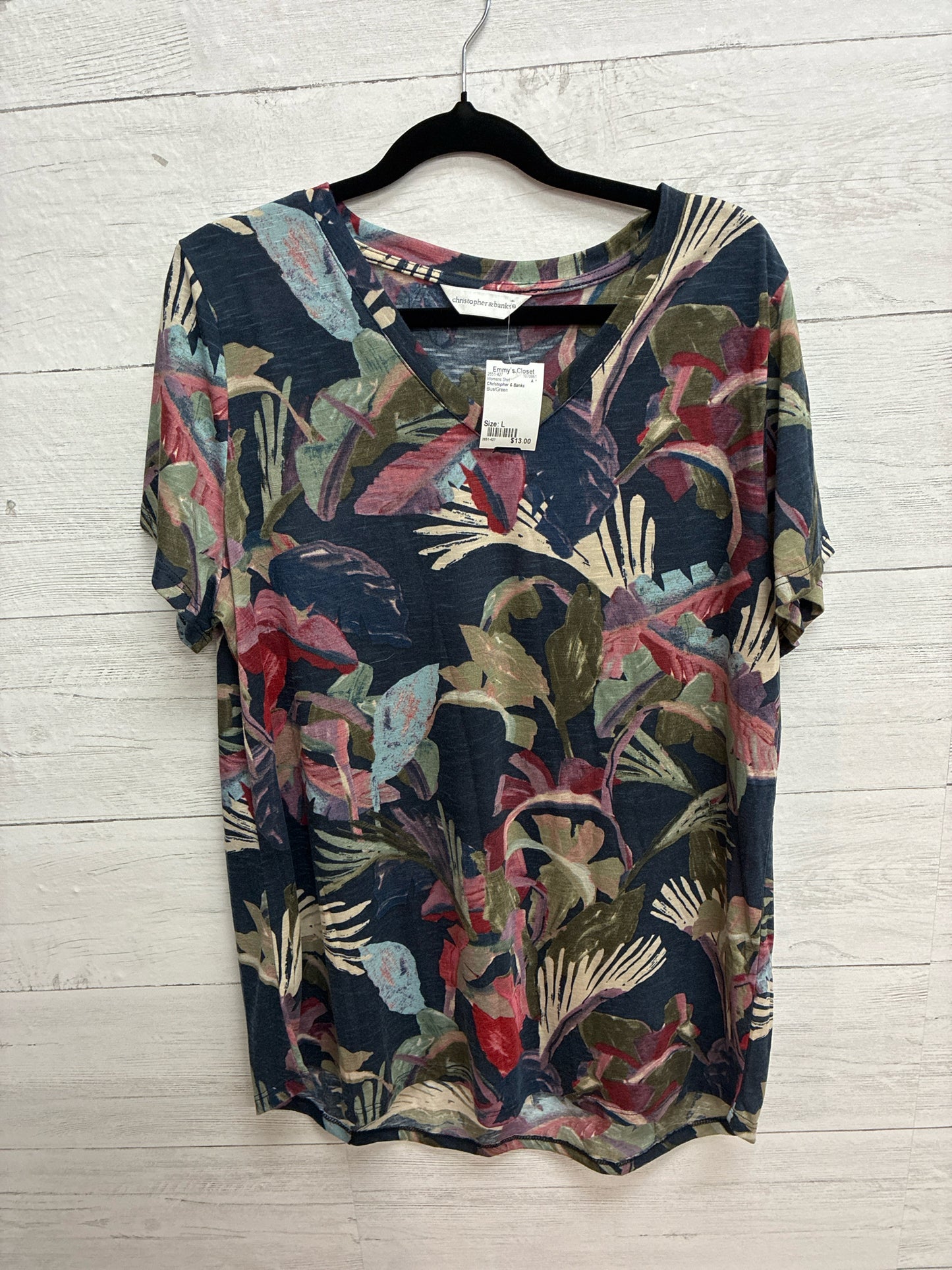 Size L Christopher & Banks Blue/Green Womens Shirt