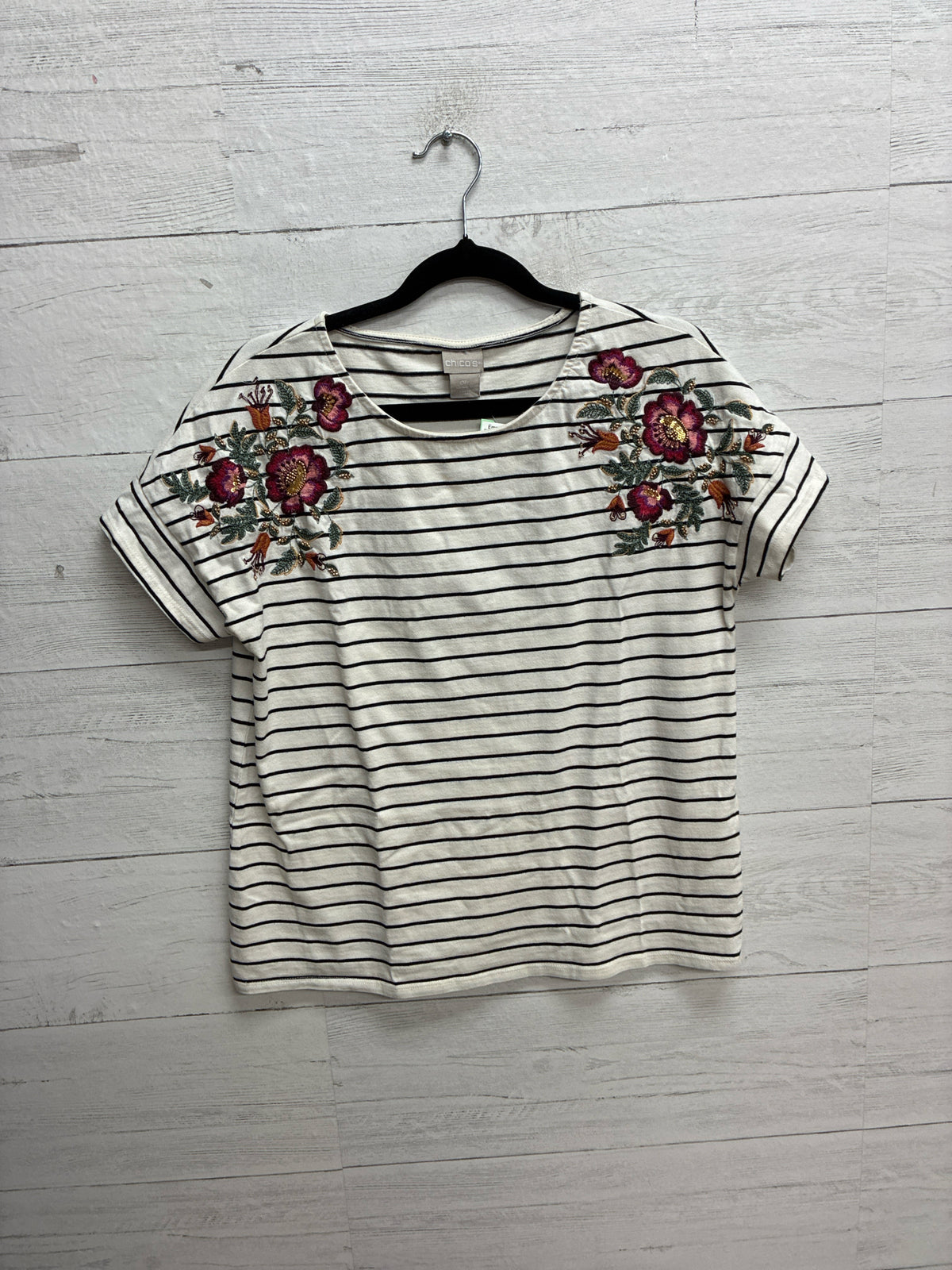 Size 0P Chico's White/Black Womens Shirt