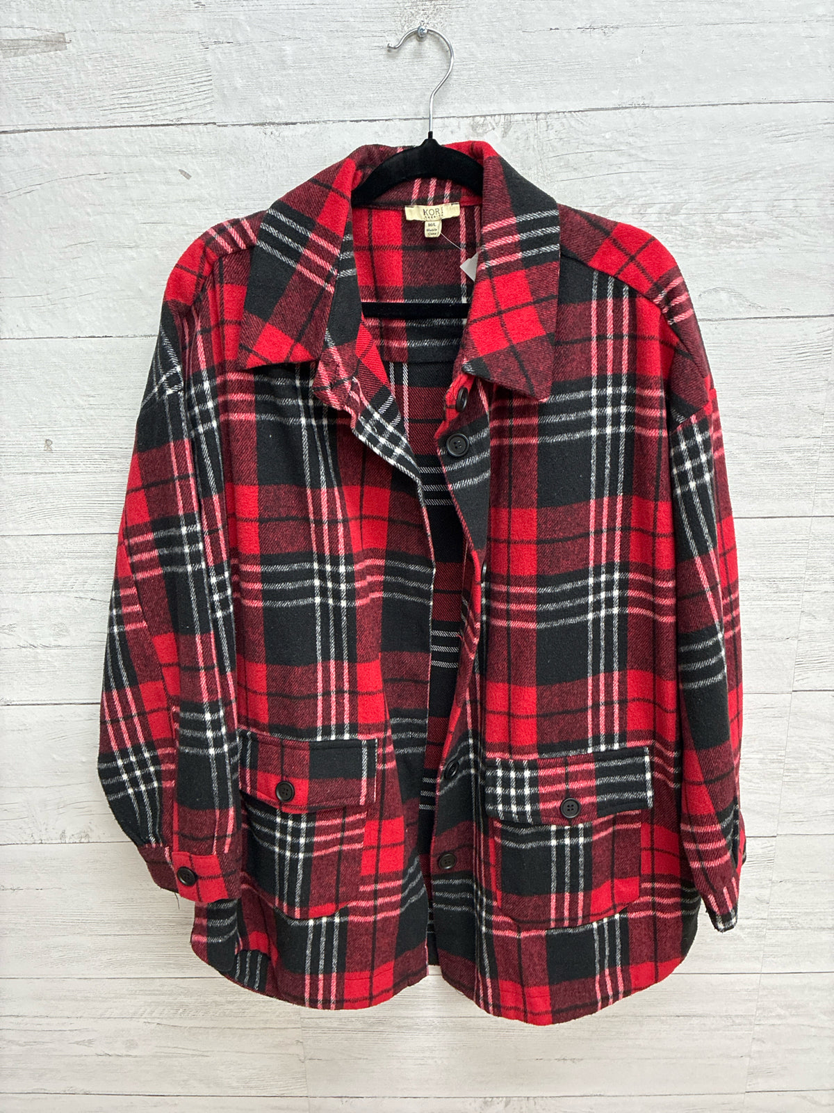 Size M/L Kori America Red/black Womens Shacket
