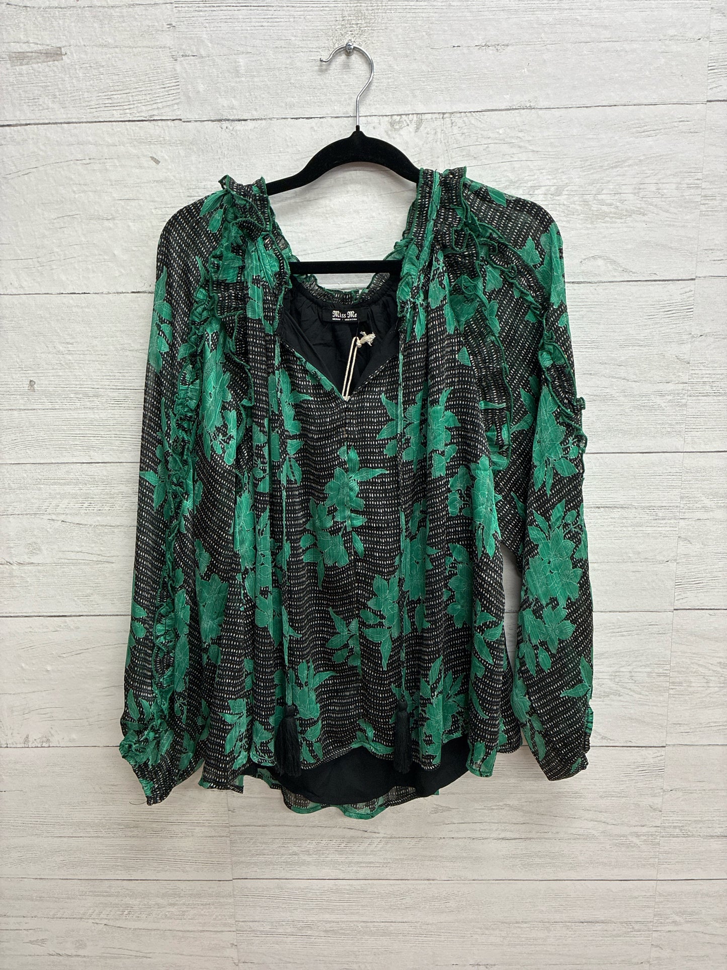 Size M Miss Me Black/Green Womens Shirt