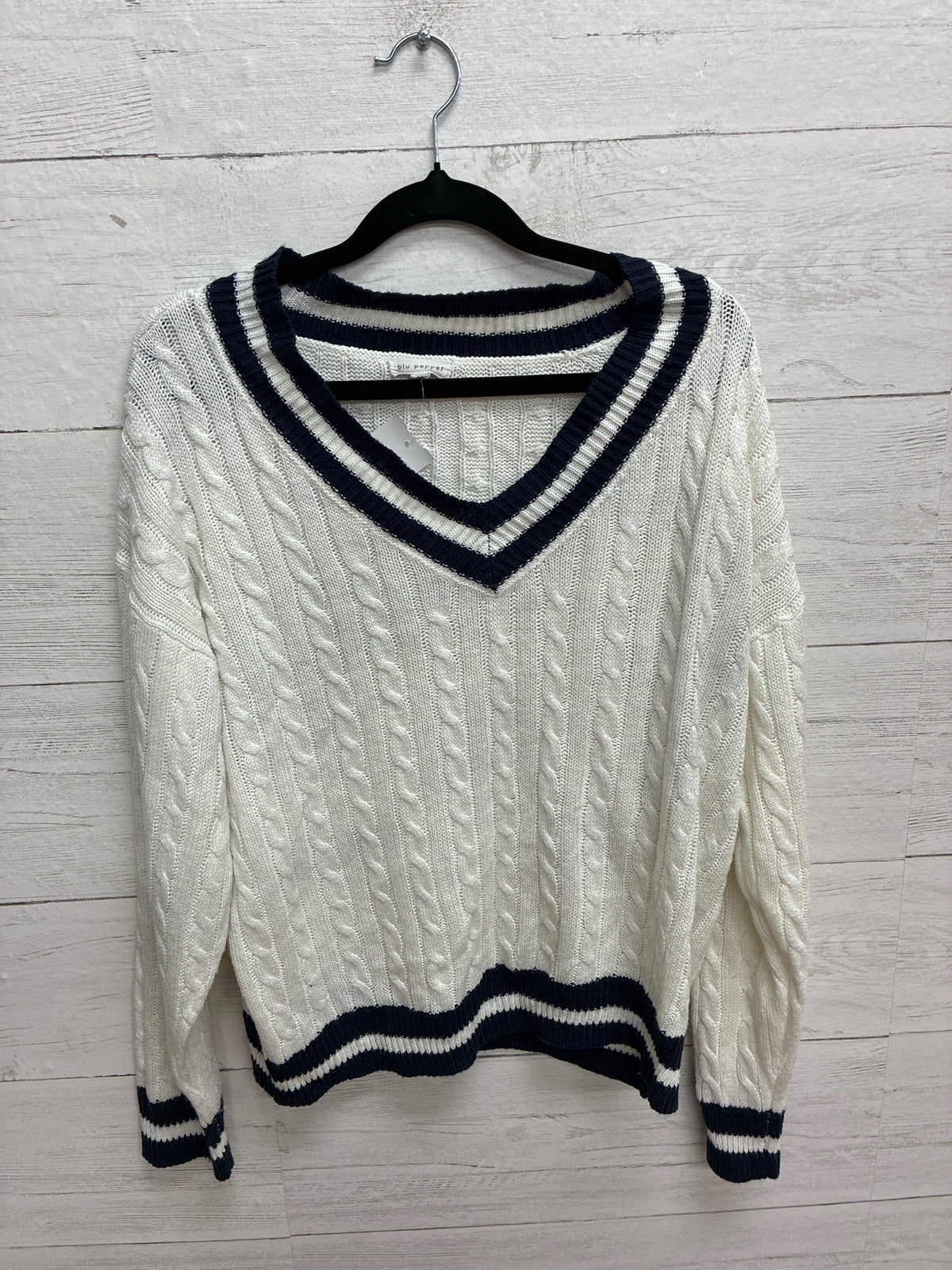 Size M BLUE PEPPER White/Blue Womens Sweater