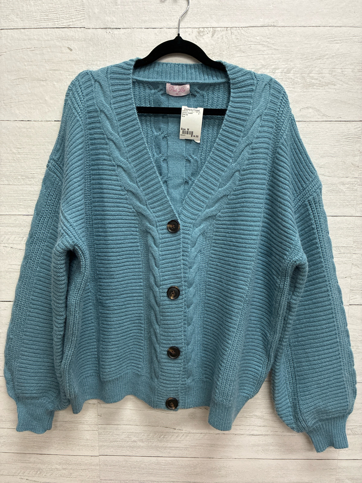 Size M Pink Lily Blue Womens Sweater