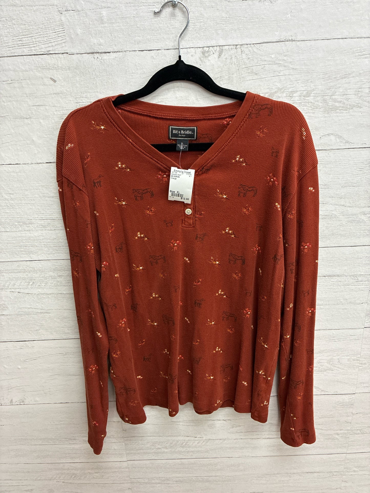 Size XL Bit & Bridle Orange Womens Shirt