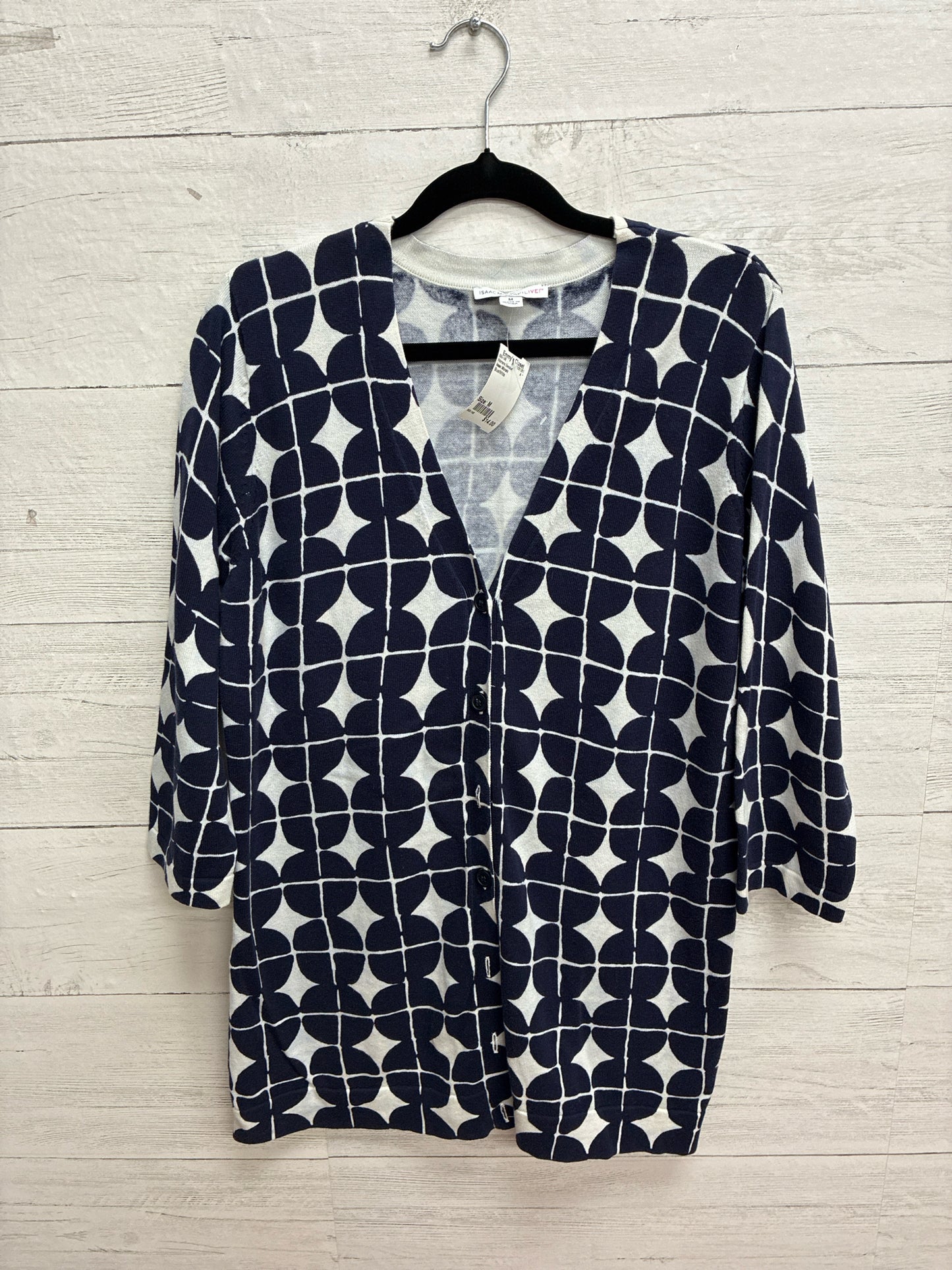 Size M Isaac Mizrahi Blue/White Womens Sweater
