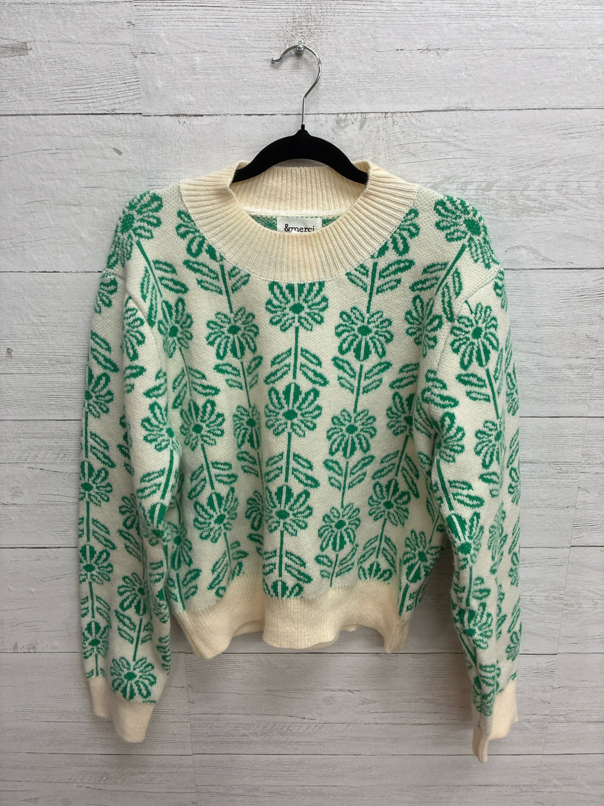 Size L &merci White/green Womens Sweater
