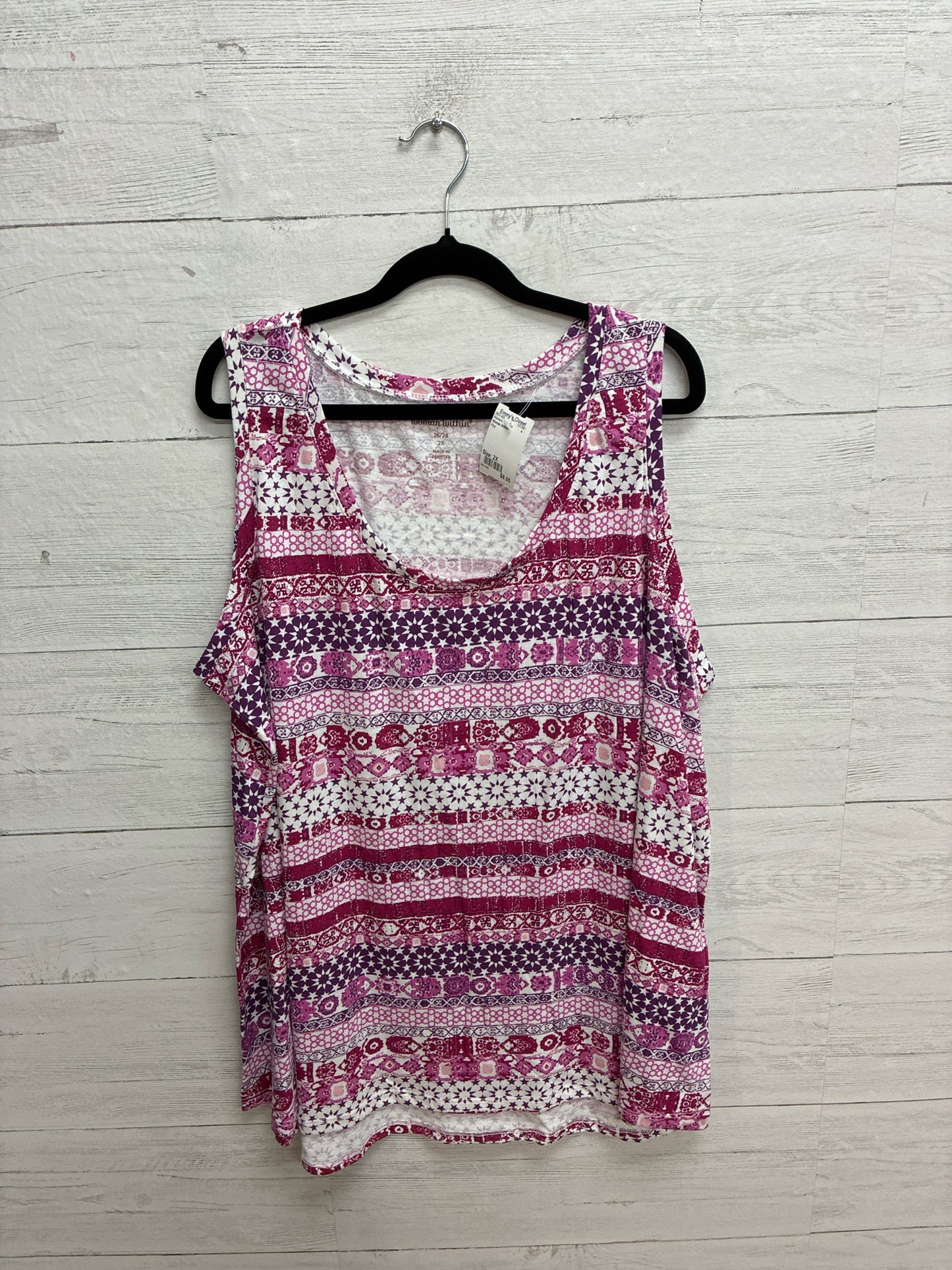 Size 2X Women Within Pink Womens Tank-Top