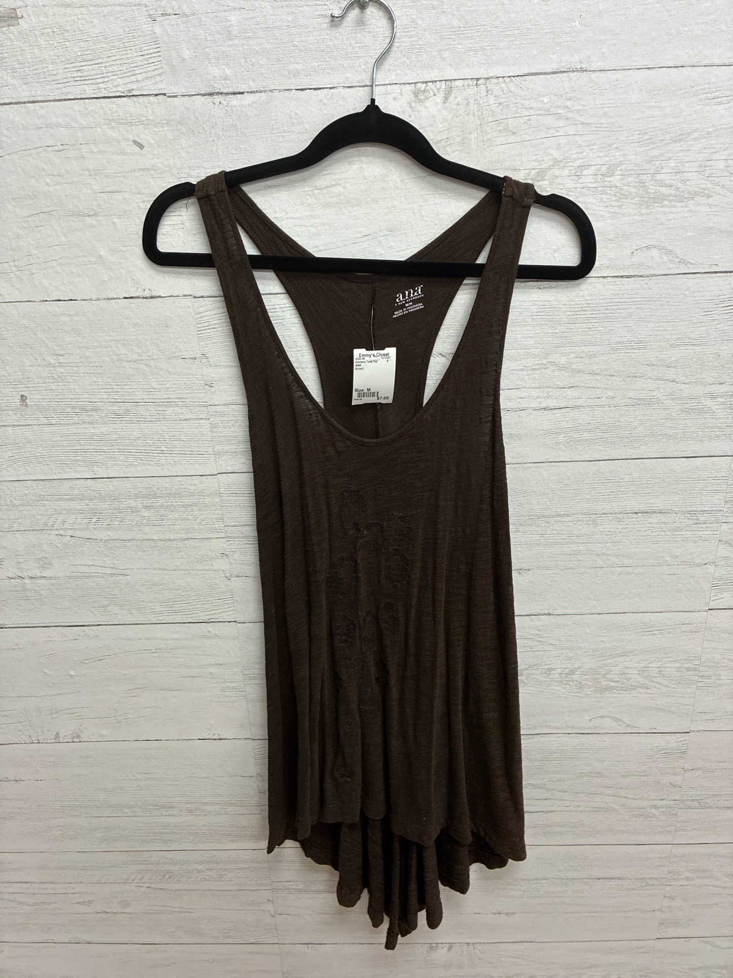 Size M ANA Brown Womens Tank-Top