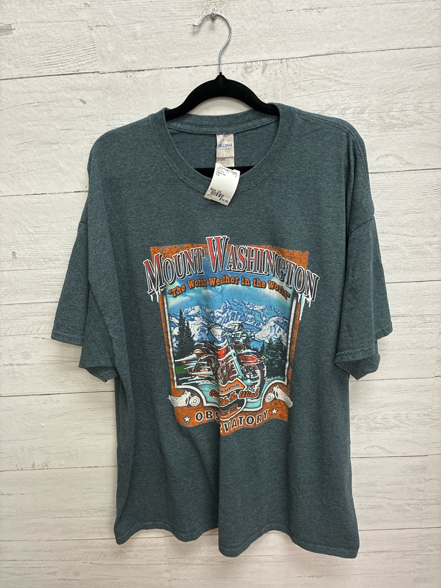Size 2X Graphic Tee Grey Mens Shirt