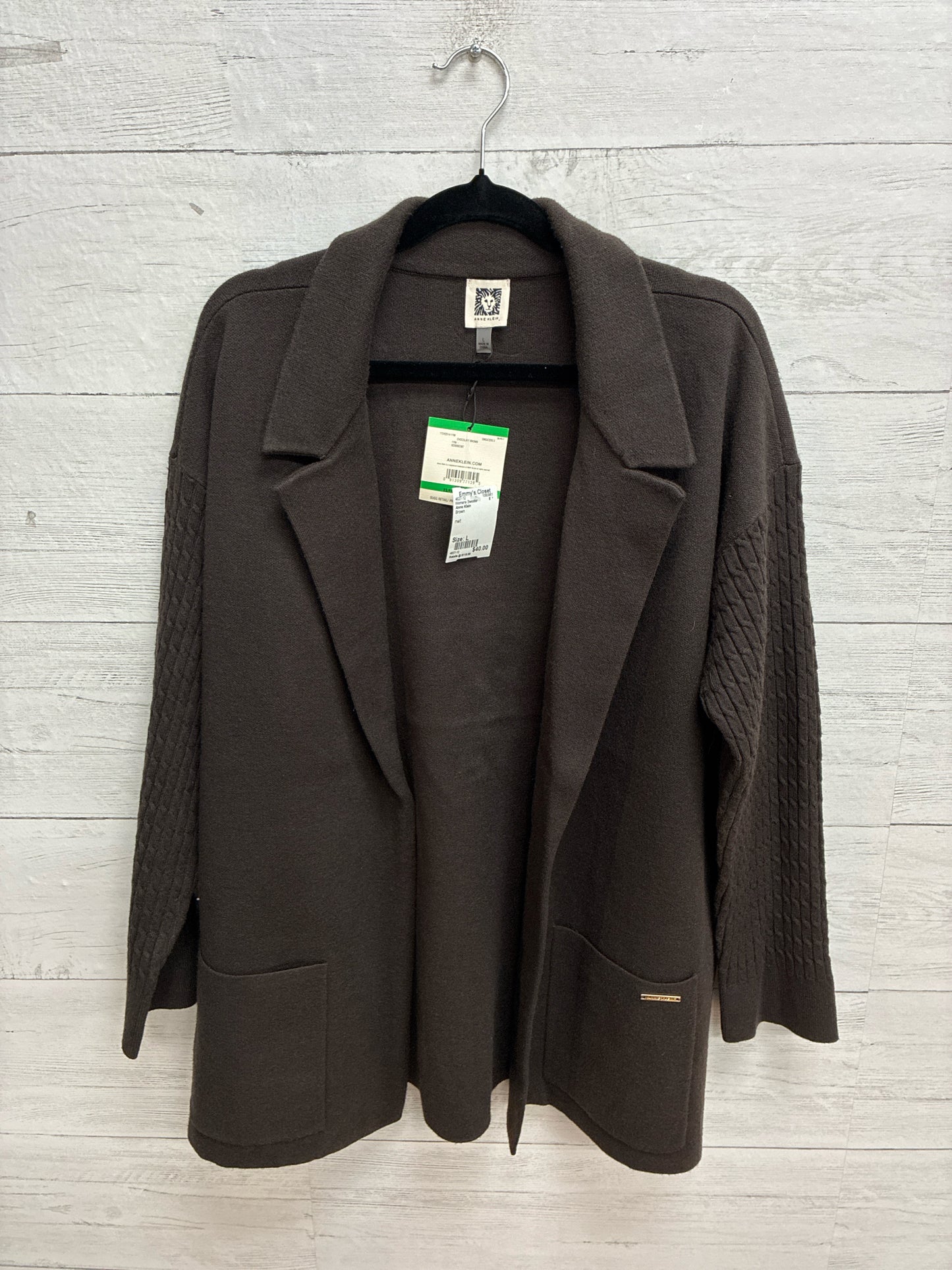 Size L Anne Klein Brown Womens Sweater