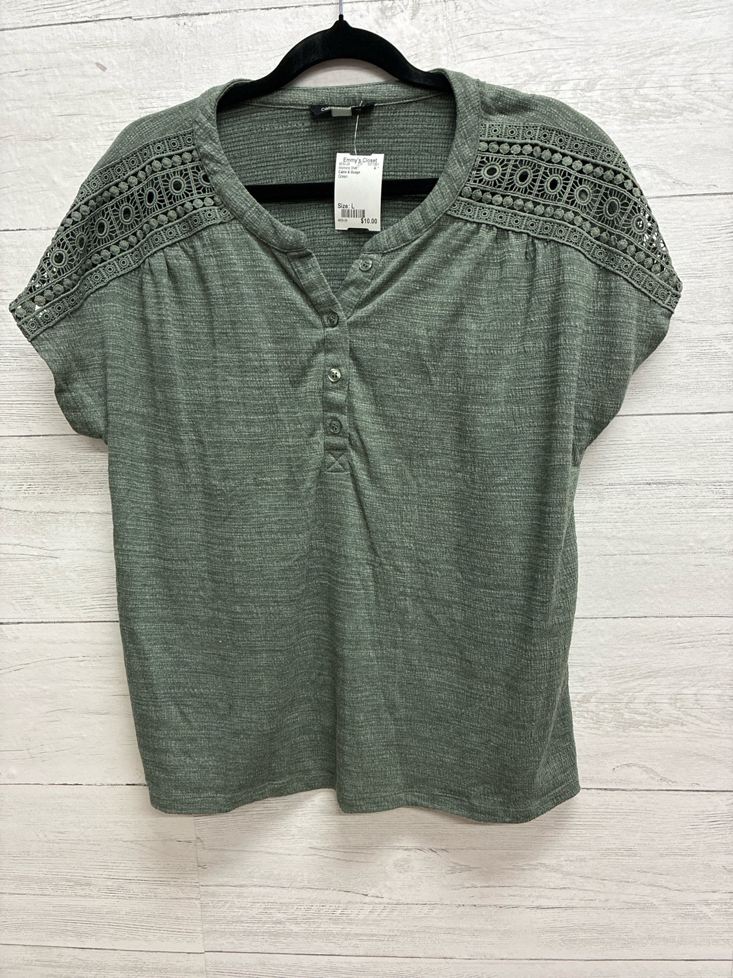 Size L Cable & Guage Green Womens Shirt