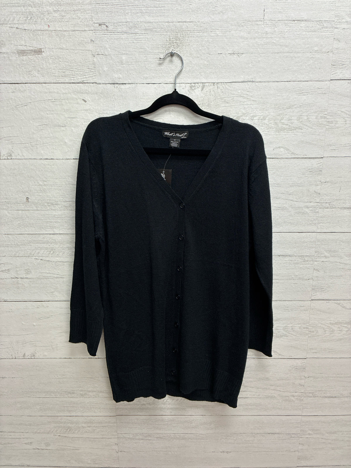 Size 1X What's Next? Black Womens Cardigan