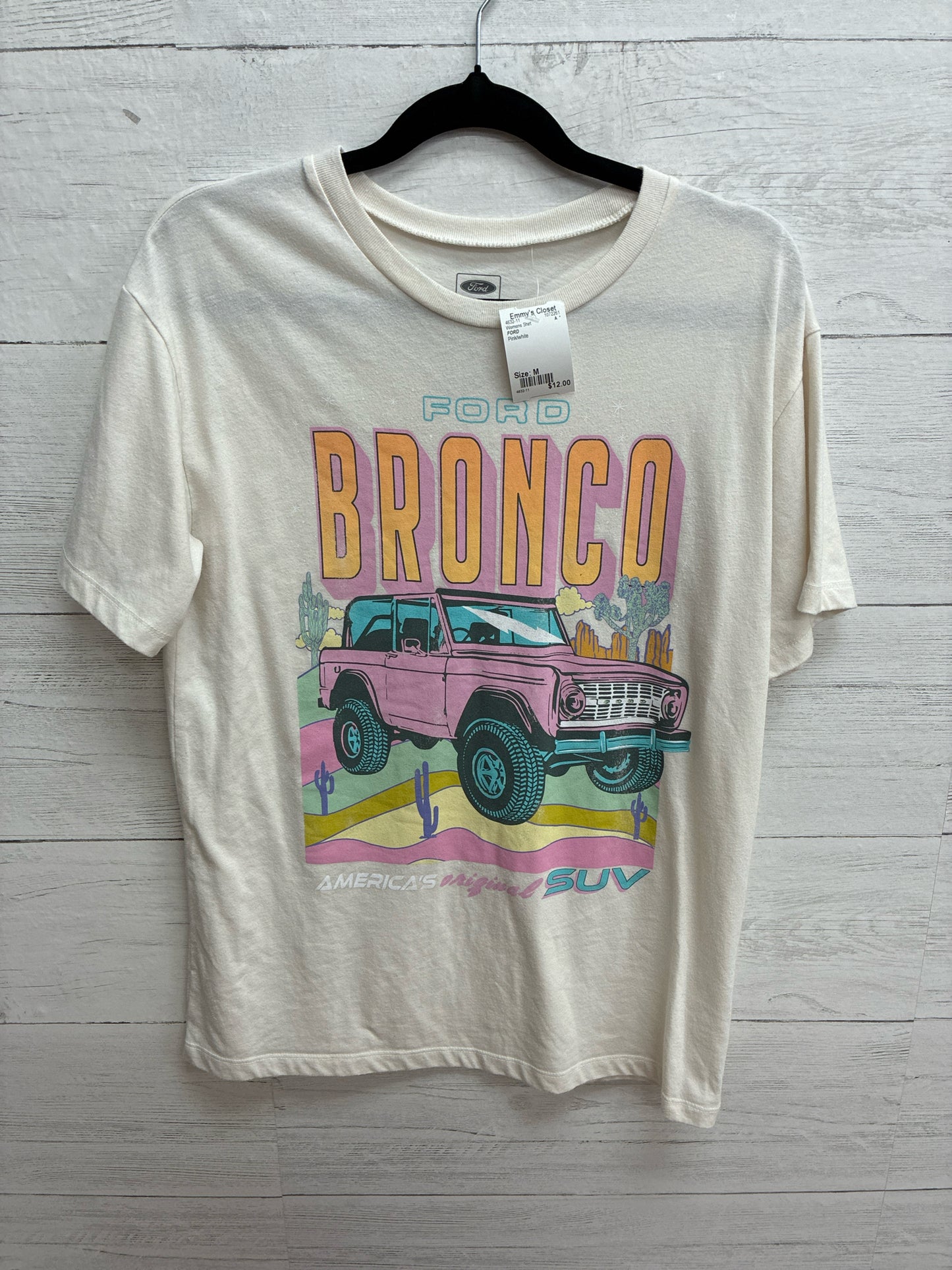 Size M FORD Pink/white Womens Shirt
