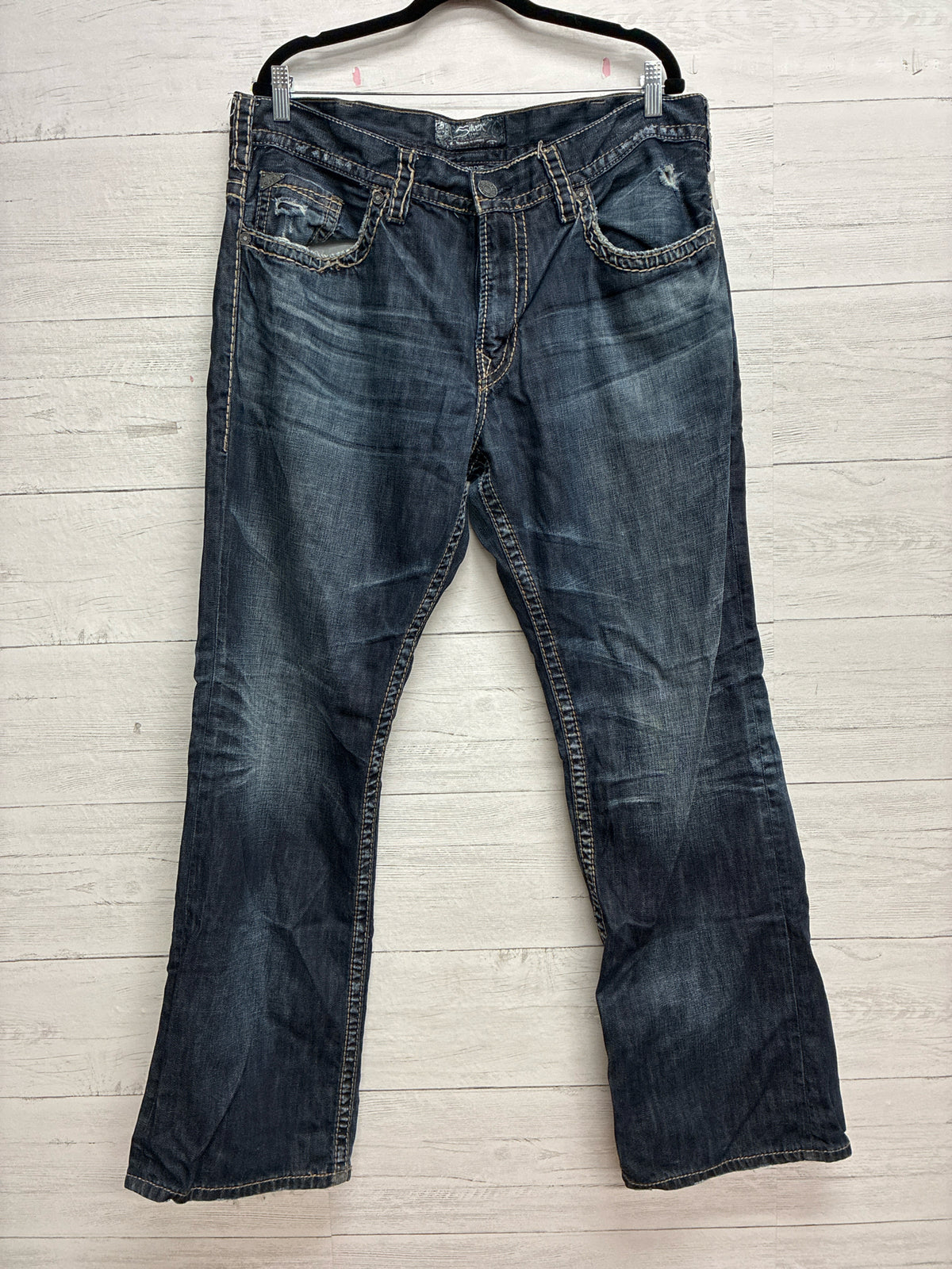 Size 38X34 Silver Denim Mens Jeans