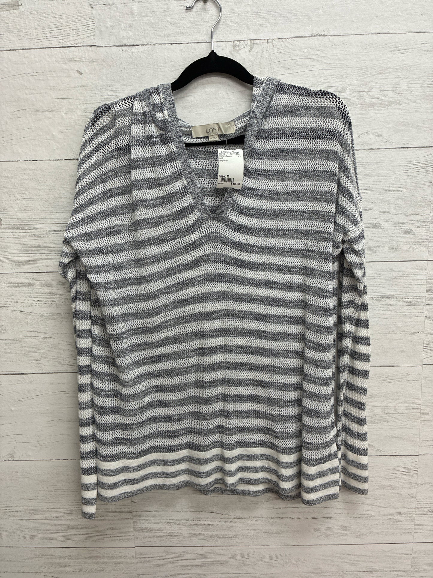 Size M Loft gray/white Womens Sweater