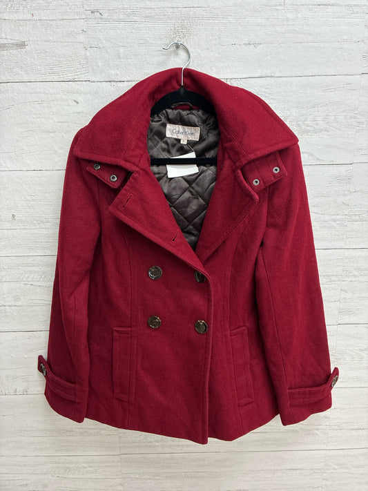 Size 6 Calvin Klein Red Womens Coat