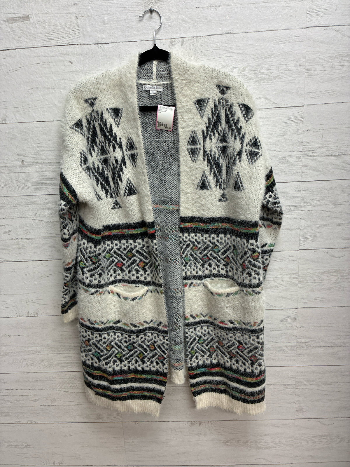 Size L OPHELIA ROE White Womens Cardigan