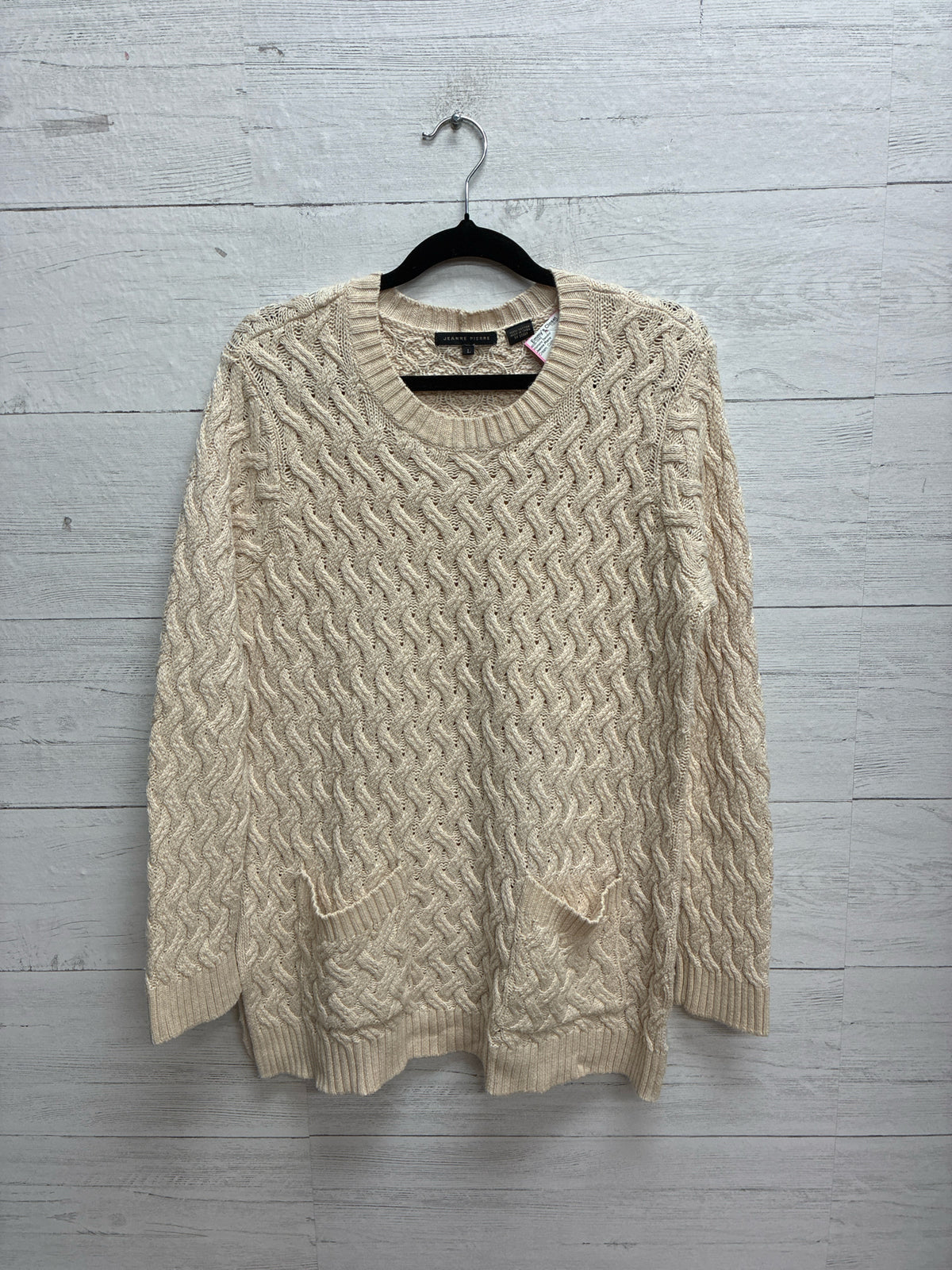 Size L Jeanne Pierre Cream Womens Sweater