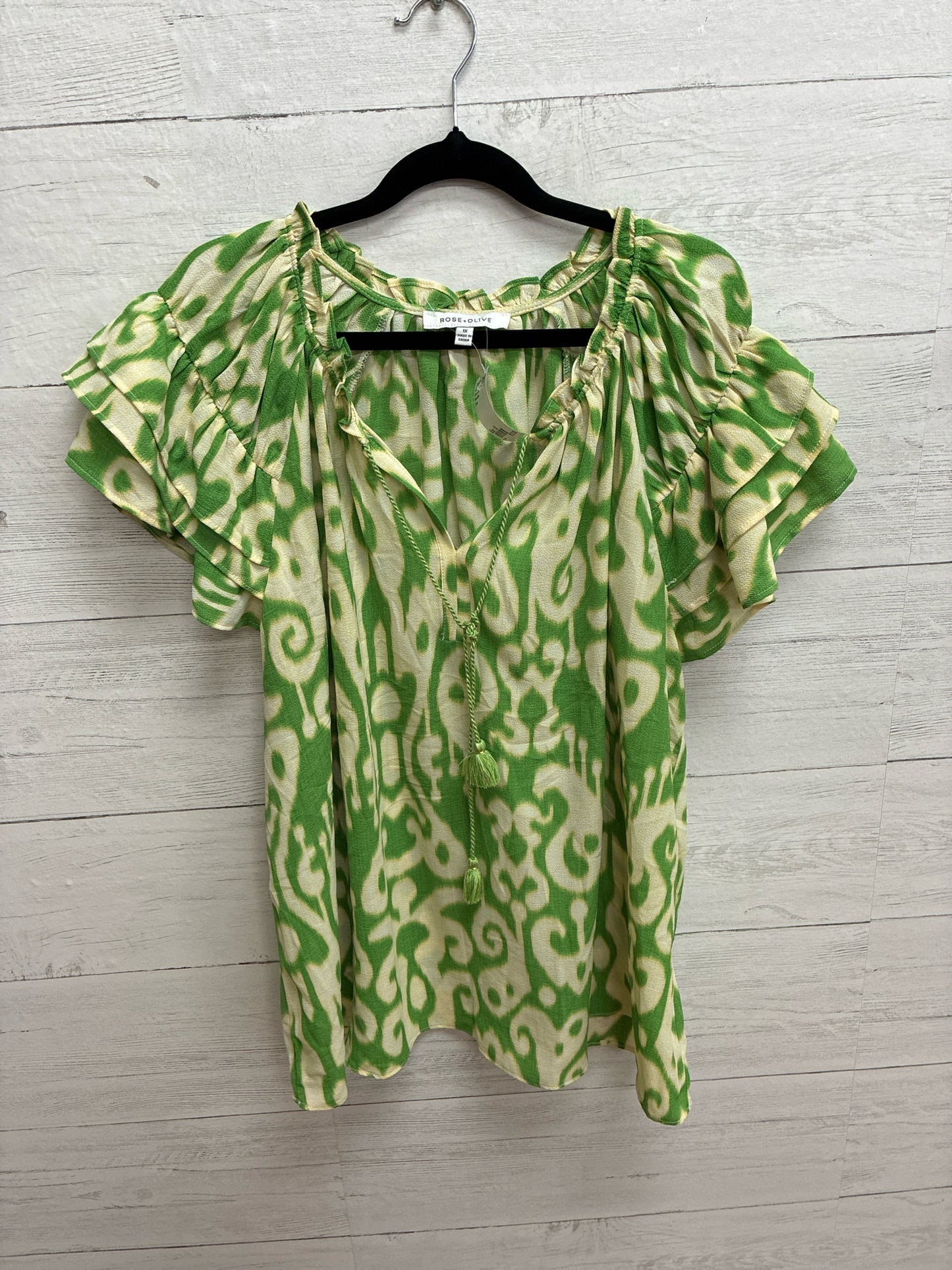Size 1X Rose+Olive Green Womens Shirt