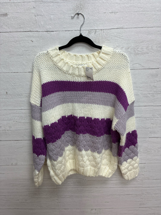 Size L Pink Clover Purple/white Womens Sweater