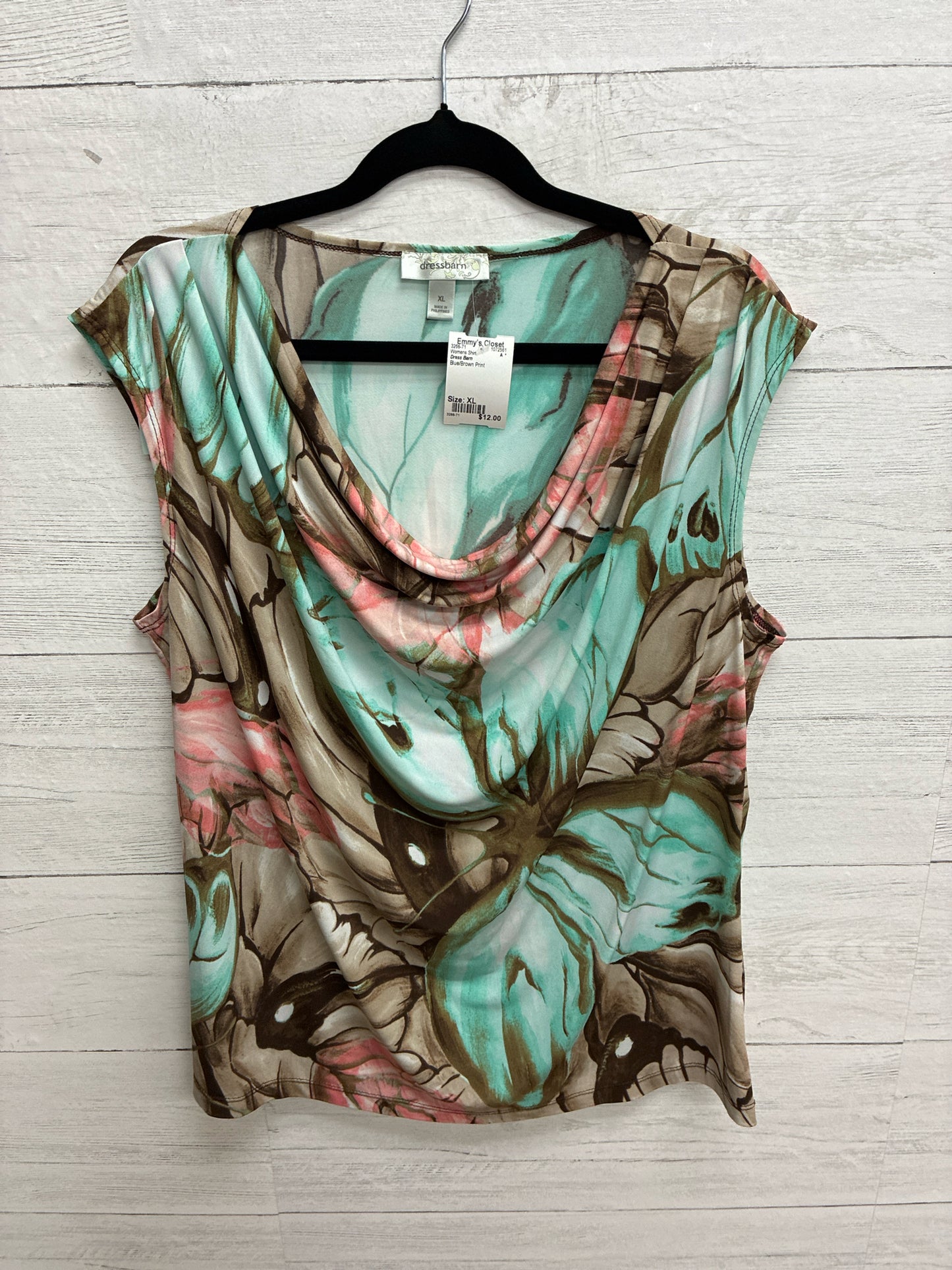 Size XL Dress Barn Blue/Brown Print Womens Shirt