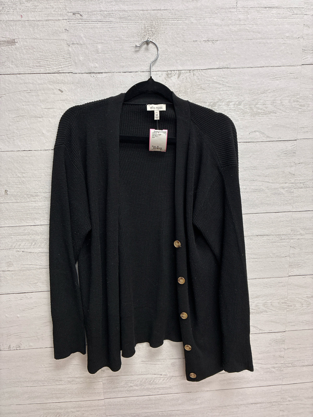 Size M Ella Moss Black Womens Cardigan