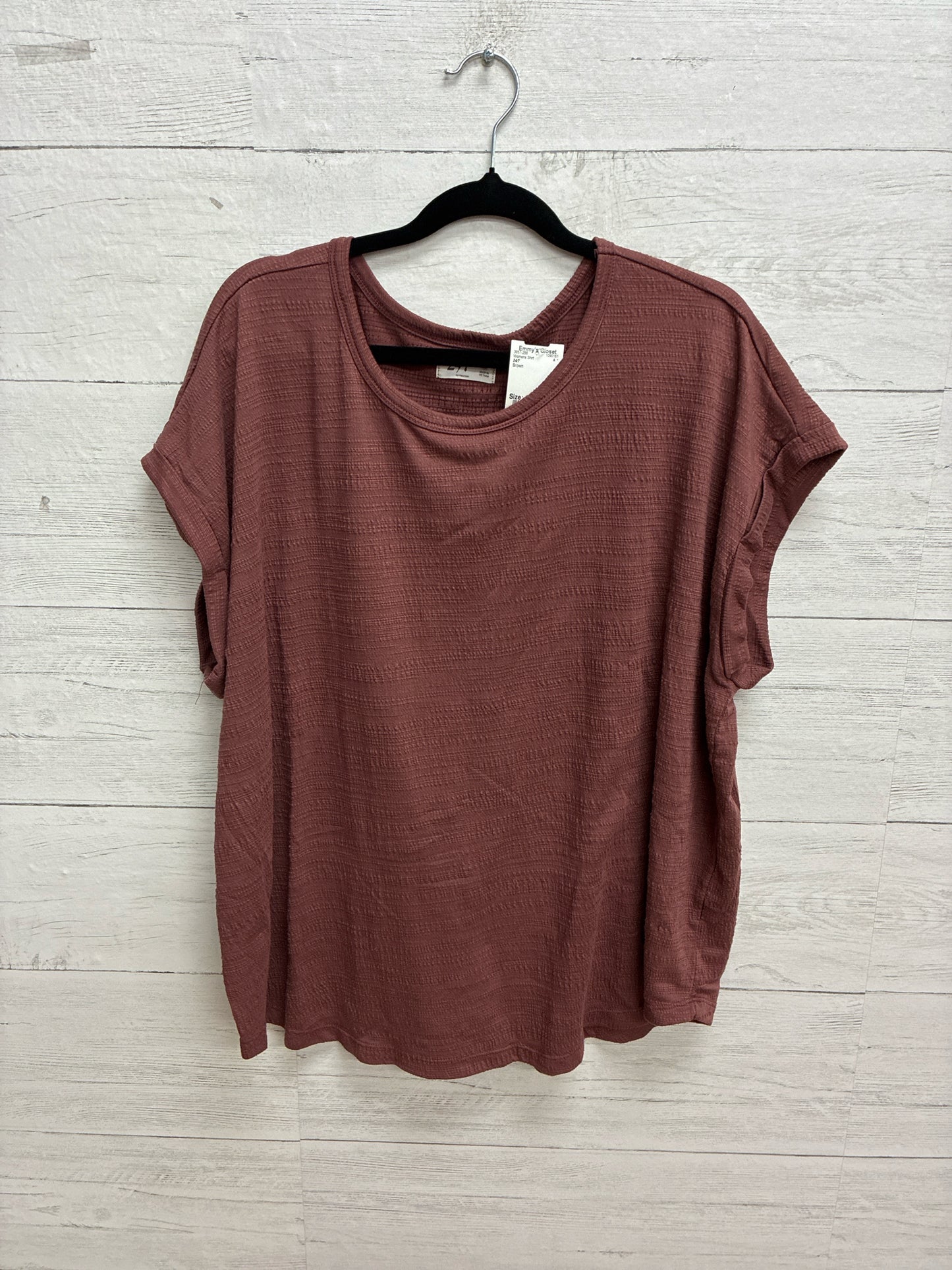 Size 1X 24/7 Brown Womens Shirt